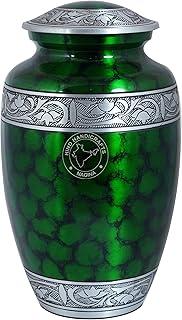 Hind Handicrafts Floral Silver Engraved Cremation Urn for Human Ashes Adult Funeral Urn Handcrafted - Large Burial Urn for Human Ashes - 7.5