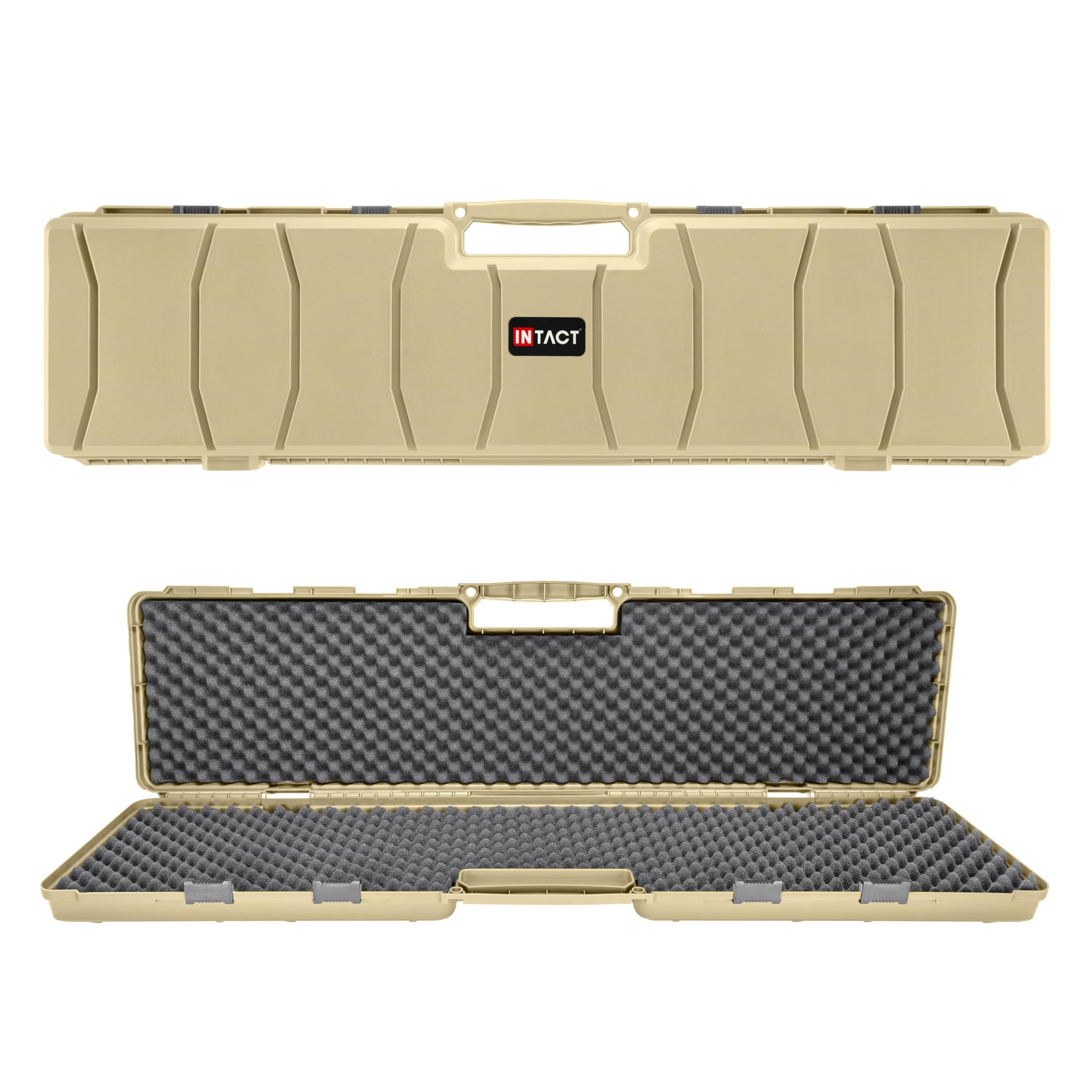 Eylar 48 Inch Intact Series Hard Shell Rifle Case, Lightweight and Durable Stacker Design with Foam (Tan)