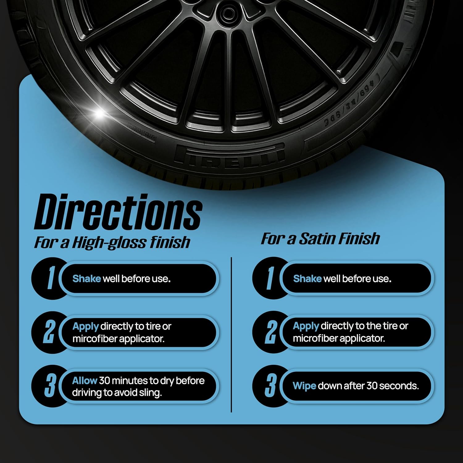 Magic Finish Tire Shine (1 Gallon) – Silicone-Based Tire Dressing for Long-Lasting Wet Look – High-Gloss Car Cleaning Supplies for Pro Detailing Results