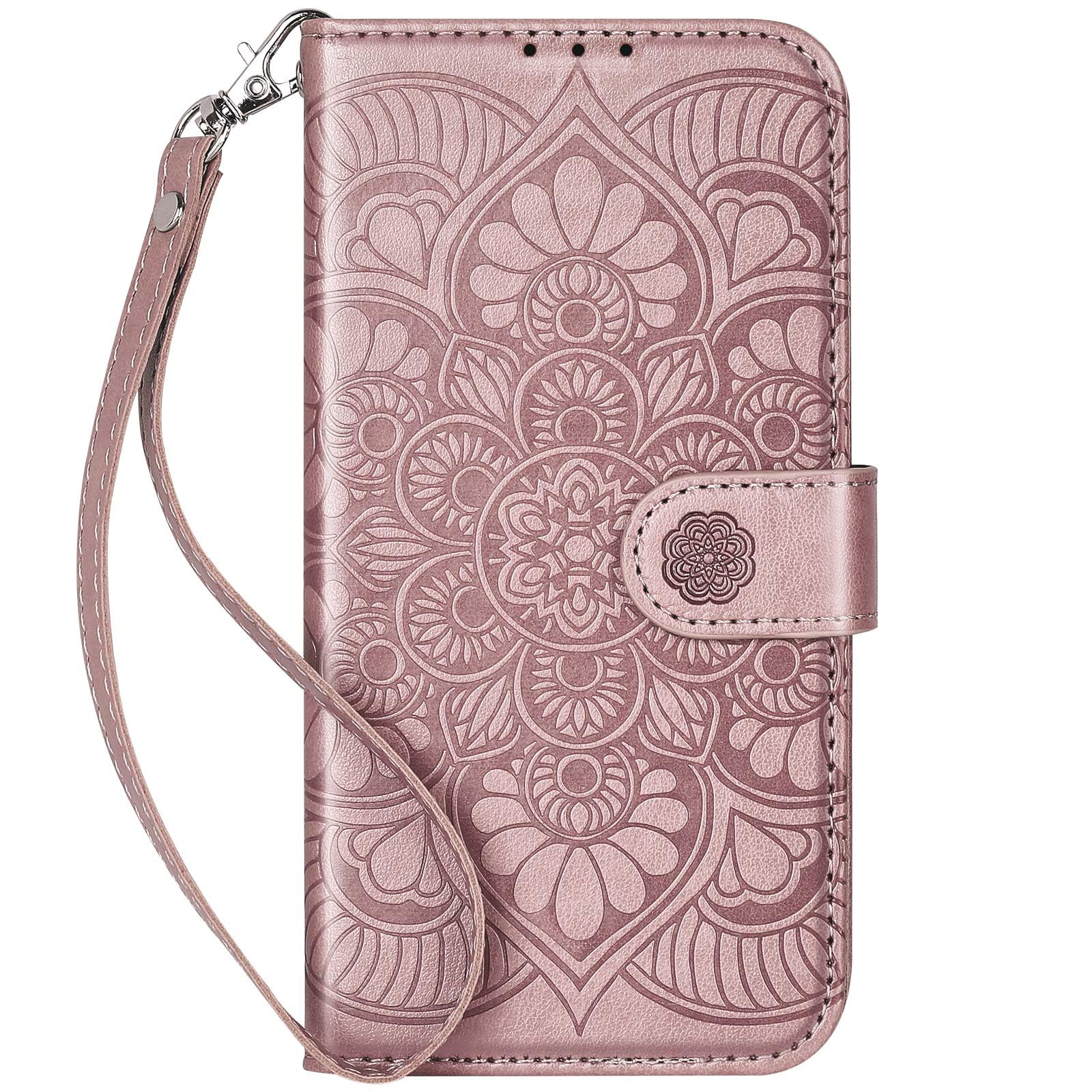 Photo 1 of Ateeky Wallet Case for iPhone 13,[RFID Blocking] 3 Card Holder Stand with Credit Card Slot PU Leather Magnetic Protective Flip Cover for iPhone 13 (Rose Gold)
