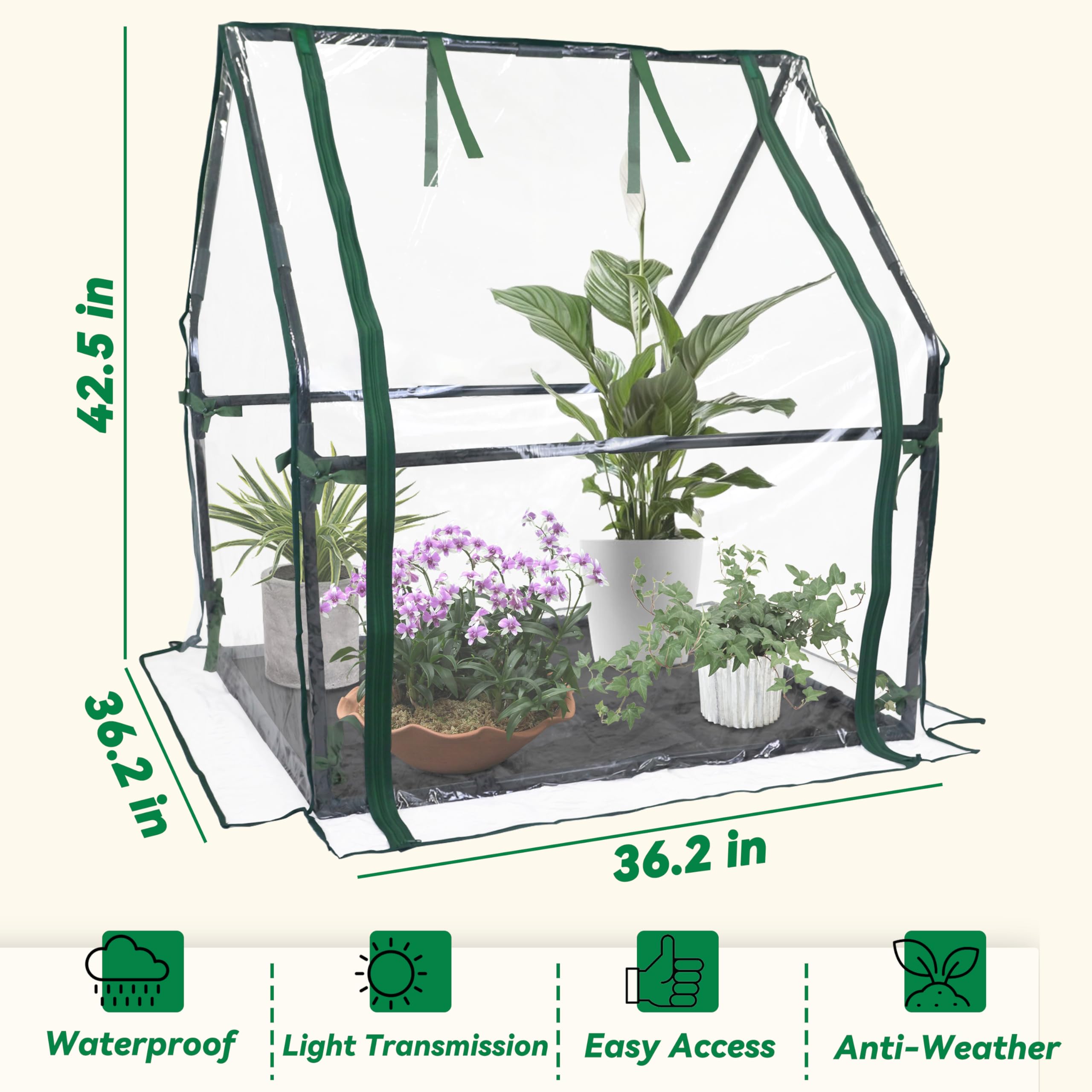 Gardzen Mini-Gewächshaus mit wasserdichtem Boden
