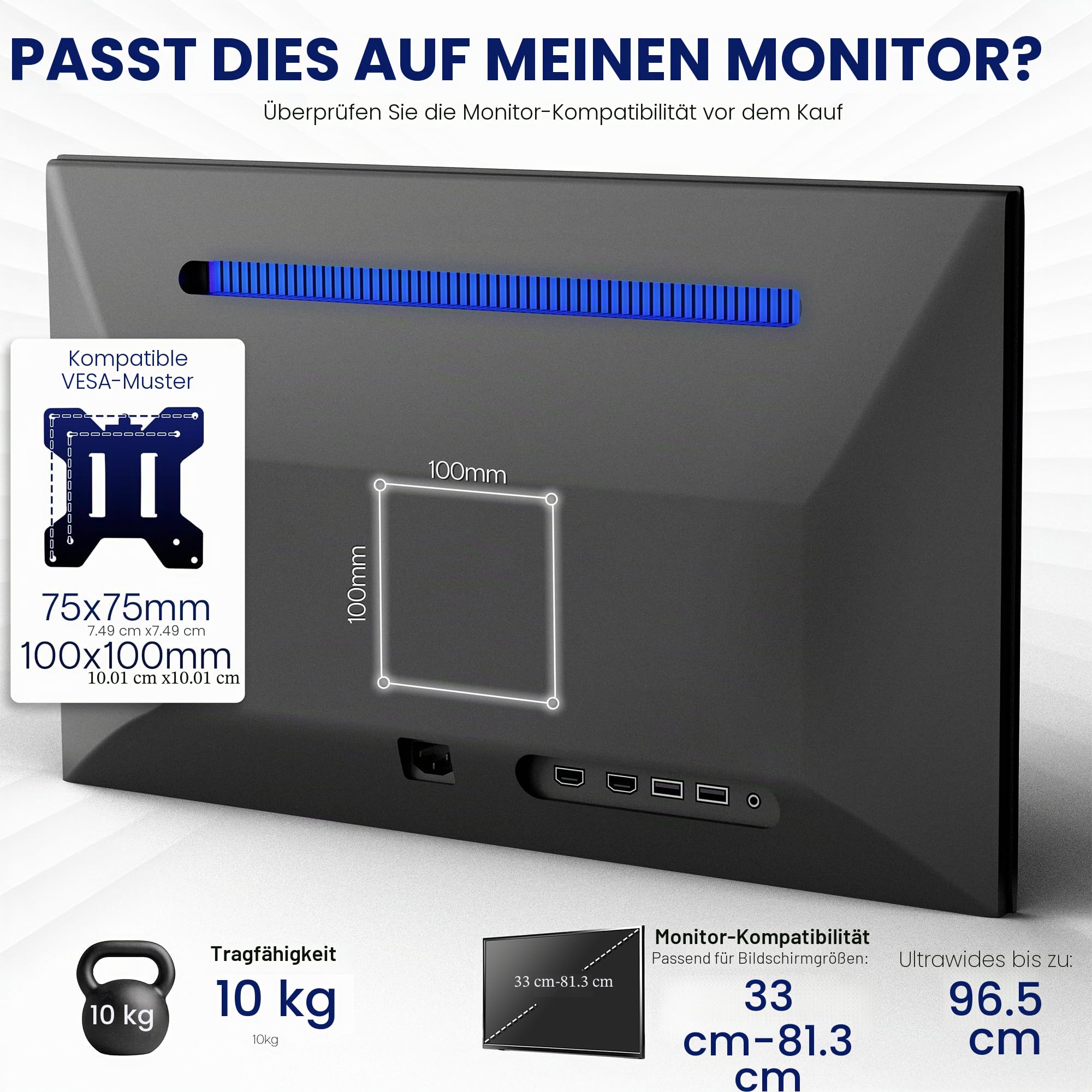 VIVO Stand-V011 Monitor-Schreibtischhalterung, 99,1 cm (39 Zoll) Stange, voll verstellbar, neigbar und schwenkbar, für Bildschirme von 33 bis 81,3 cm (13 bis 32 Zoll) mit VESA-Befestigung, Schwarz
