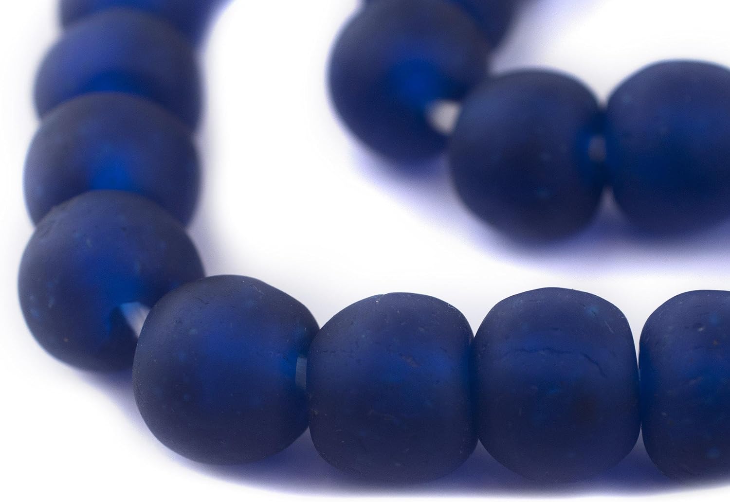 The Bead Chest African Recycled Glass Beads – Handmade in Ghana – Dark Sapphire 18mm Strand for Jewelry Making, Crafts, and Home Decor I Approximately 38 Beads