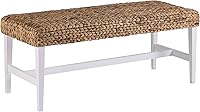 SEI Furniture Woven Water Hyacinth Coffee Table Bench, White - Versatile Small Space Seating & Serving