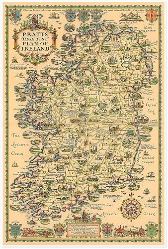 Map of Ireland - Plan de prueba alto Pratts alrededor de 1933 - mide 24 pulgadas x 36 pulgadas (24.016 in x 35.827 in)