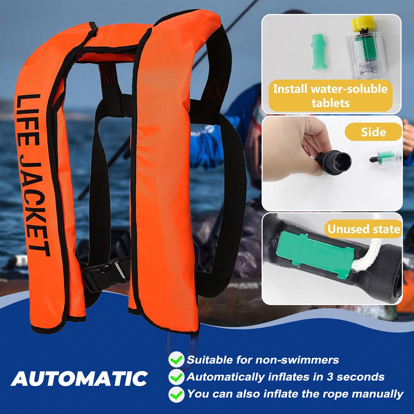 Cilindro a cartuccia di CO2 24G per giubbotto di salvataggio, accessorio per kit di riarmo C02 PFD, per gonfiaggio automatico/manuale, per adulti, utilizzato per pesca, surf, attività mare/oceaniche