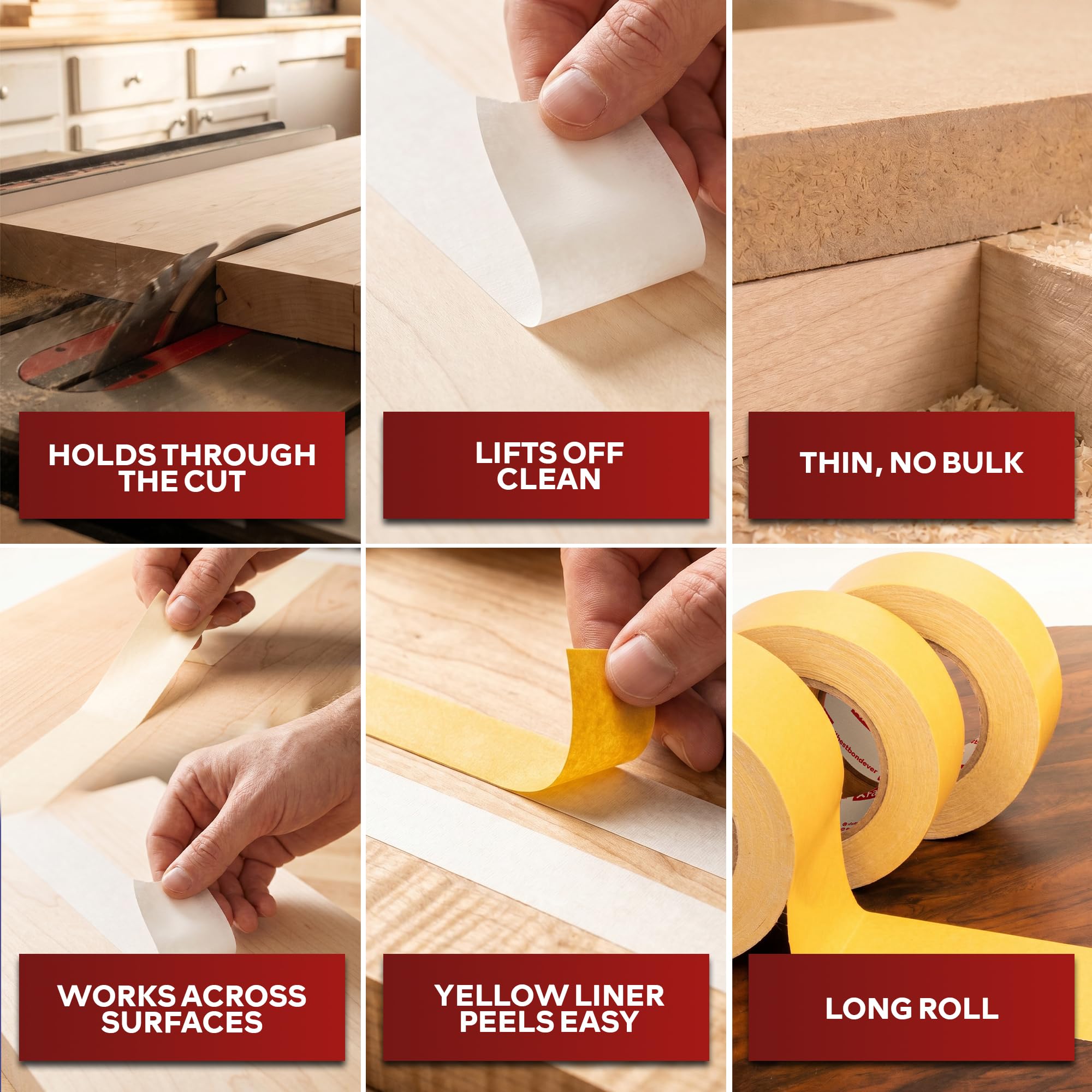 XFasten Woodworking Tape - Strong & Residue-Free -5