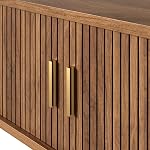 Mont mural flottant TV Console de médias Cabinet (Walnut, 68.9 dent) Space Save Hidden Drawer Easy clean minimalist design ample stockage space construction robuste Grooved Wave Wood Texture