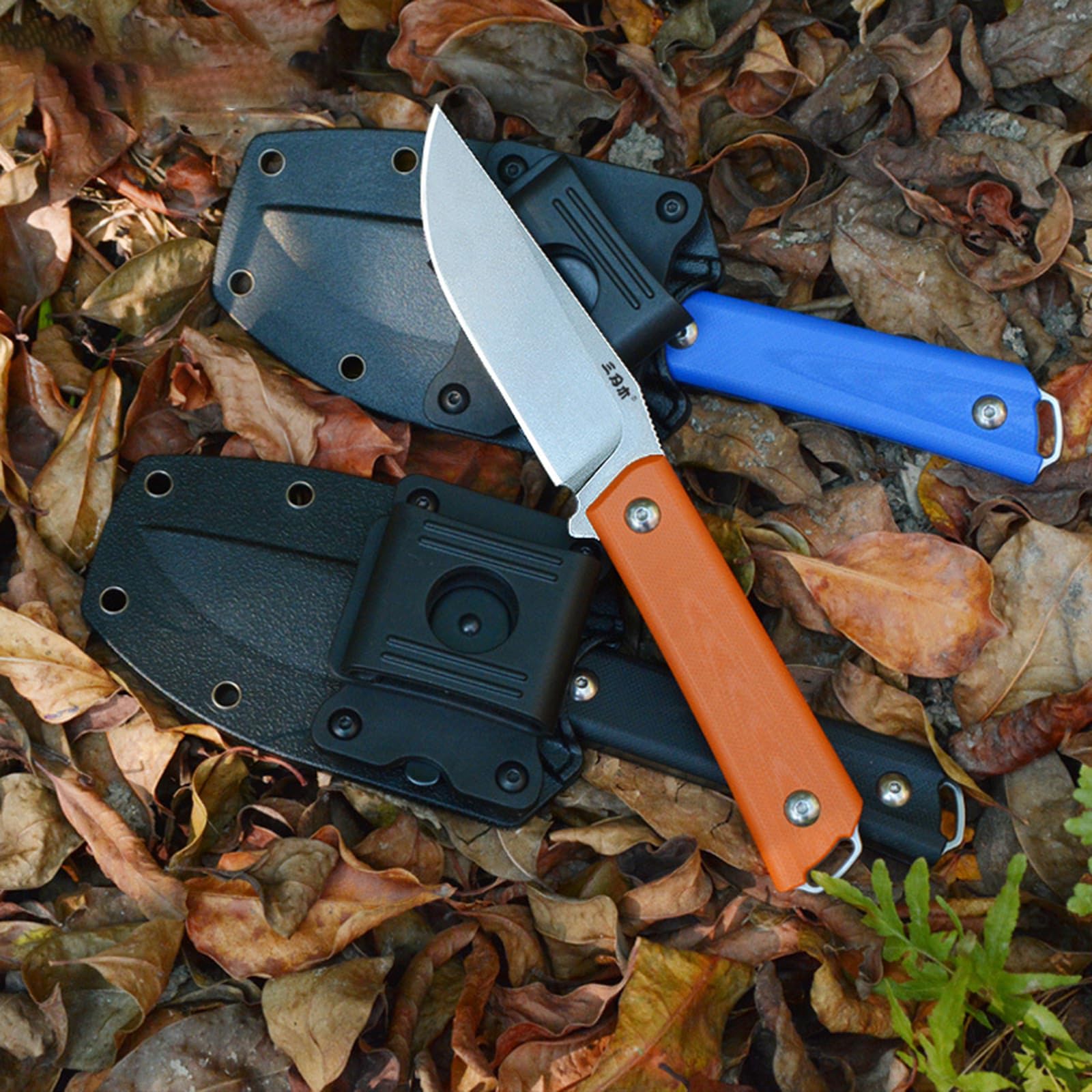 Sanrenmu Fixed Blade Messer mit Scheide 8Cr13Mov 3.74" Blade Compact G10 Griff Messer für Outdoor Camping S611 (Blau)