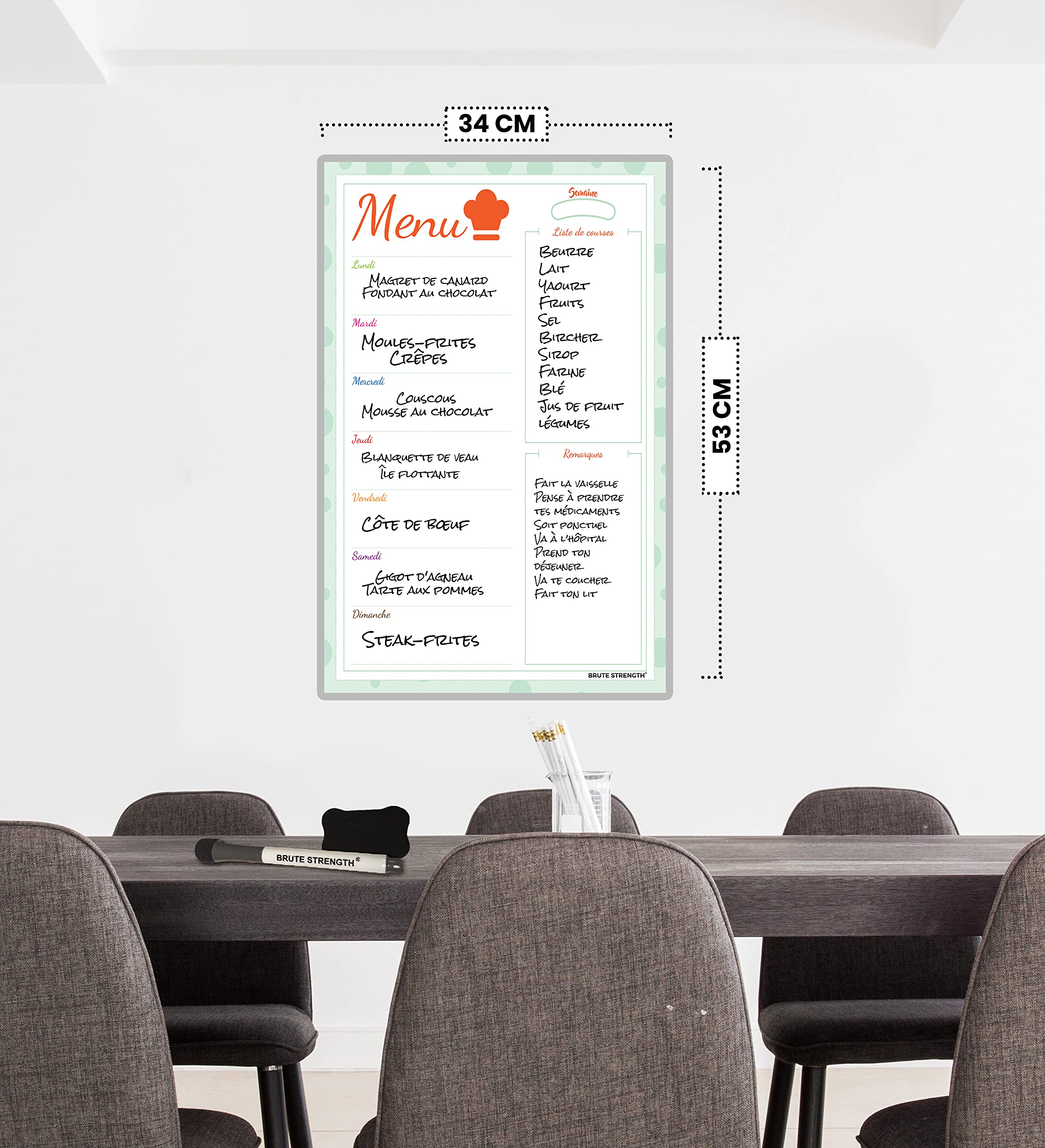 Brute Strength - Magnetic weekly planner whiteboard - 53 x 34 cm - plan board - family planner - to-do planner - Image 4