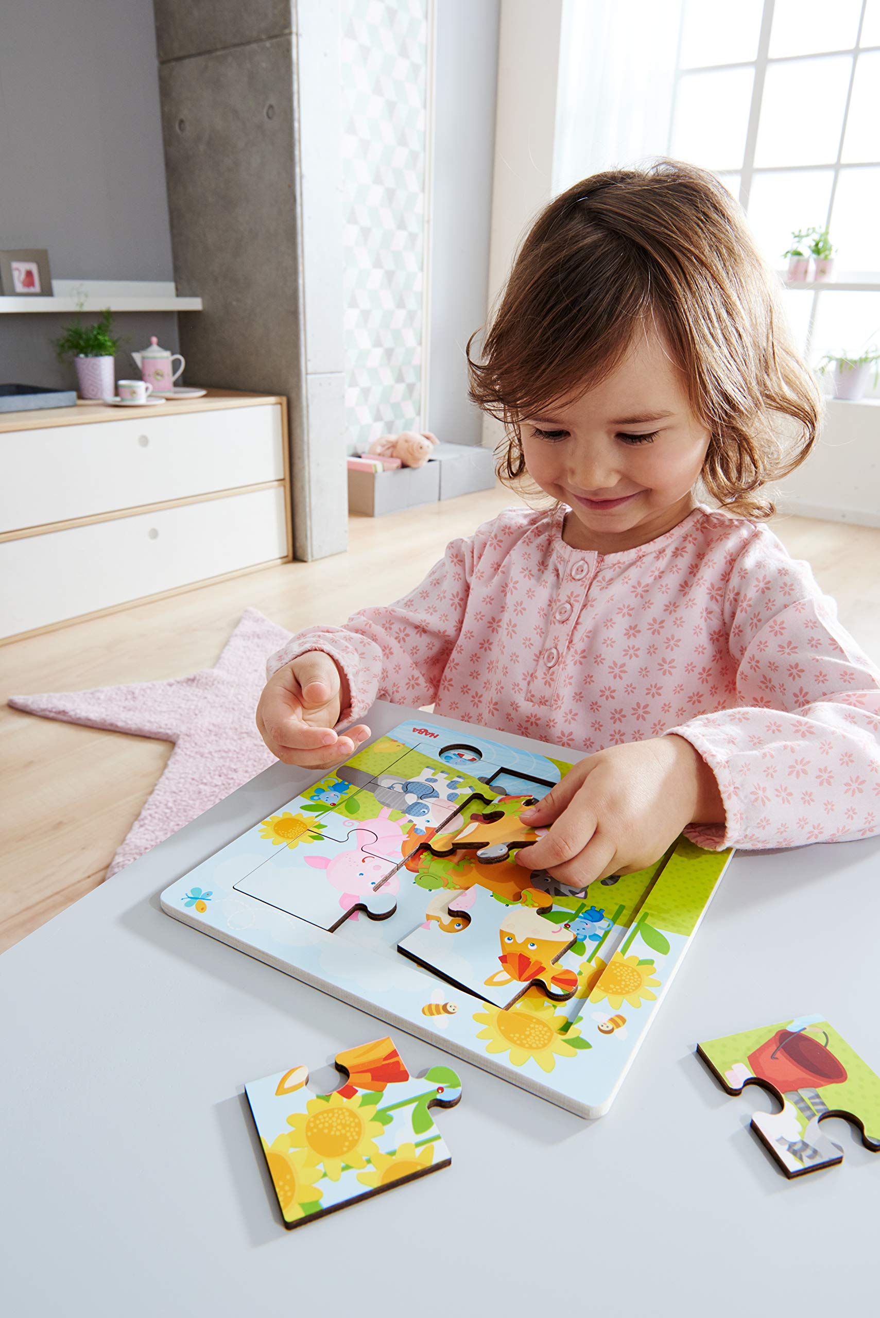 HABA Greifpuzzle "Kuh Annabell" Aus Holz – 7-teiliges Steckpuzzle Mit Großen Griffen, Ab 12 Monaten