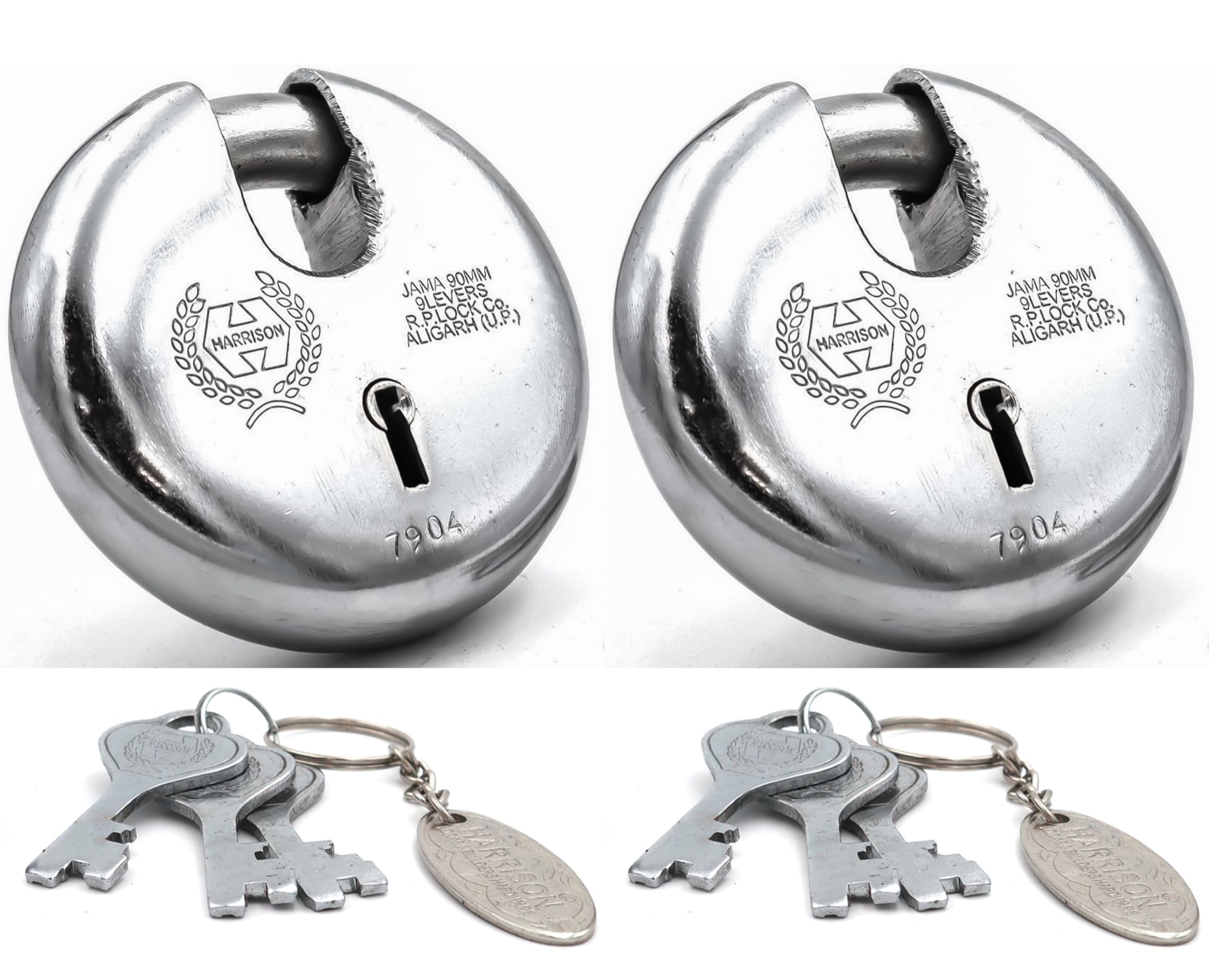 Harrison Padlocks/Round Padlock 90mm 8 Lever with 3 Keys JAMA-0022 Pack of 1/ Padlock, Padlocks, Locks for Home, Locks for Main Door, gate — Amazon image 6