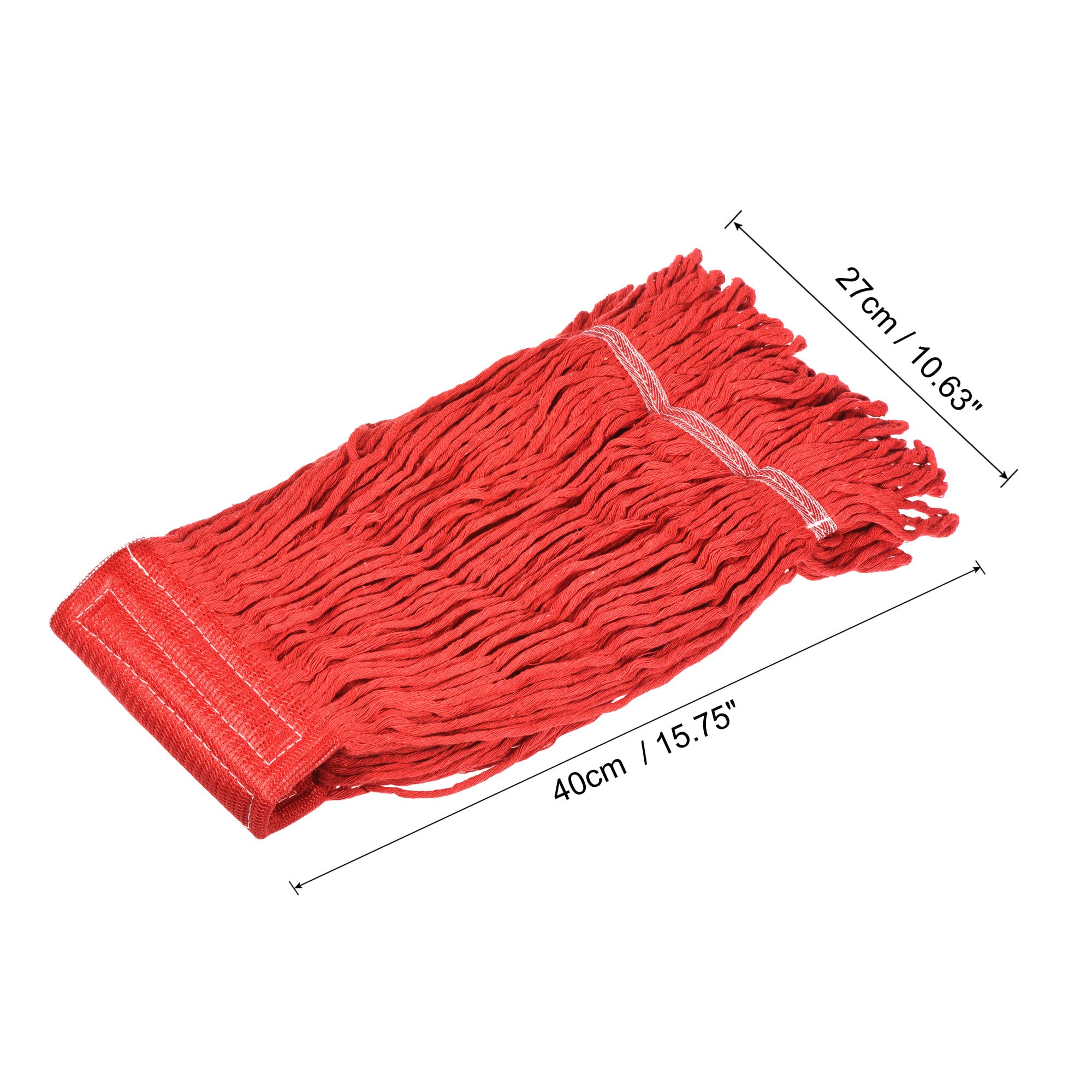 MECCANIXITY Cabezales de repuesto para fregona comercial, 40 x 27 cm, hilo de algodón para mopa húmeda y seca, color rojo, paquete de 2