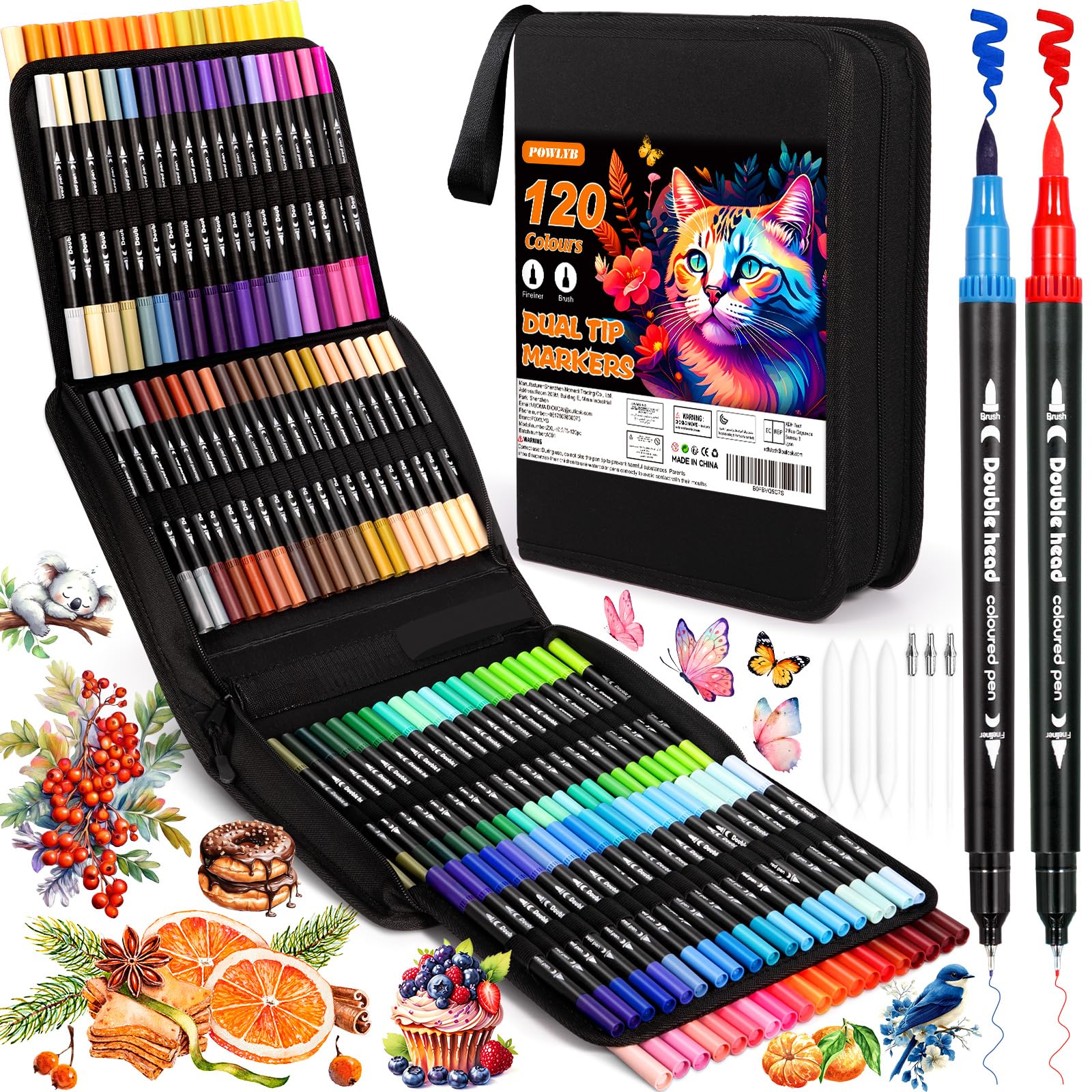 120 Colors Lettering Markers, Tip Markers Art Brush for Lettering, Brush Pen for Lettering, Calligraphy, Coloring, Drawing, Painting Gift for Children and Adults