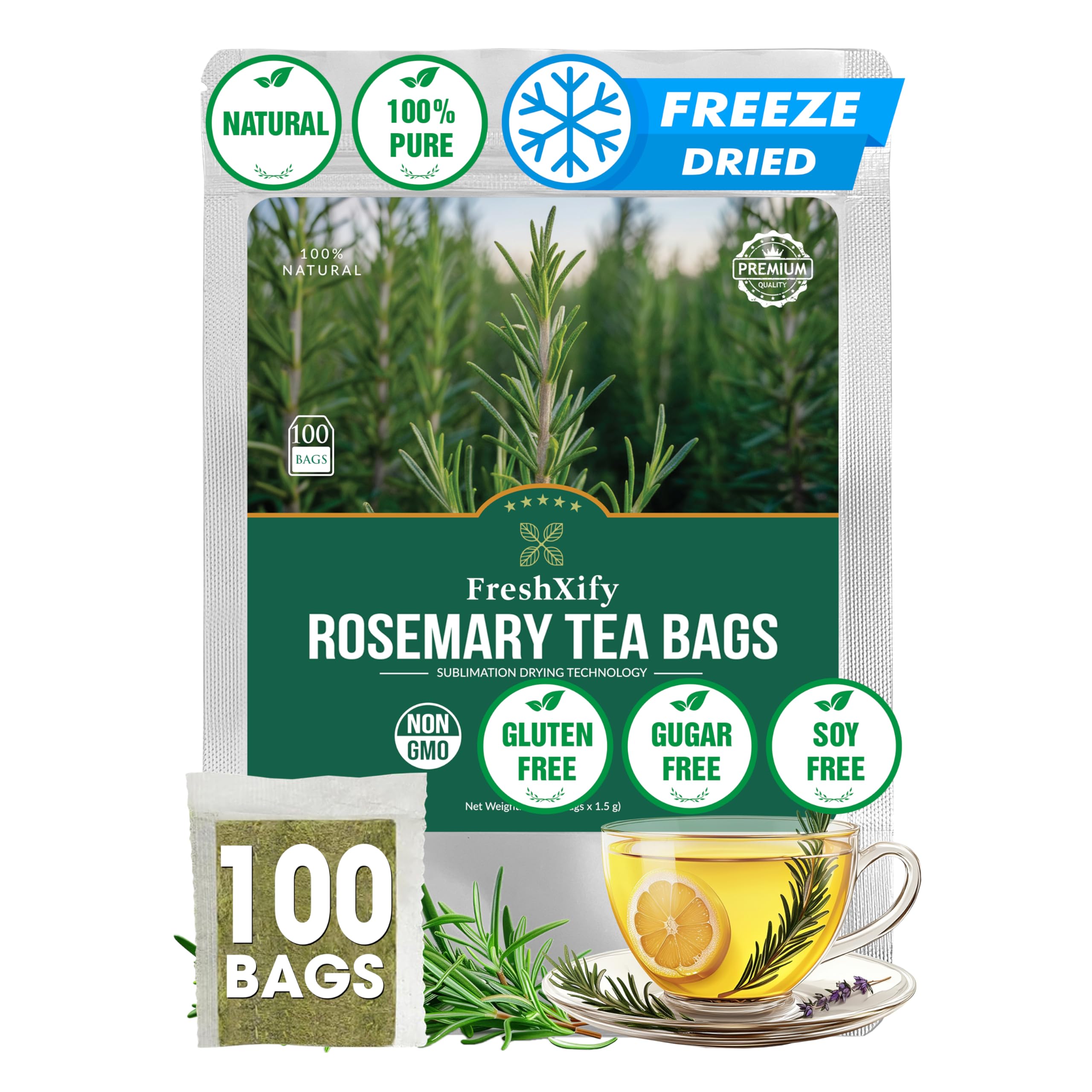 Amazon.com : FreshXify Premium Pure Rosemary Tea Bags – 100 Tea