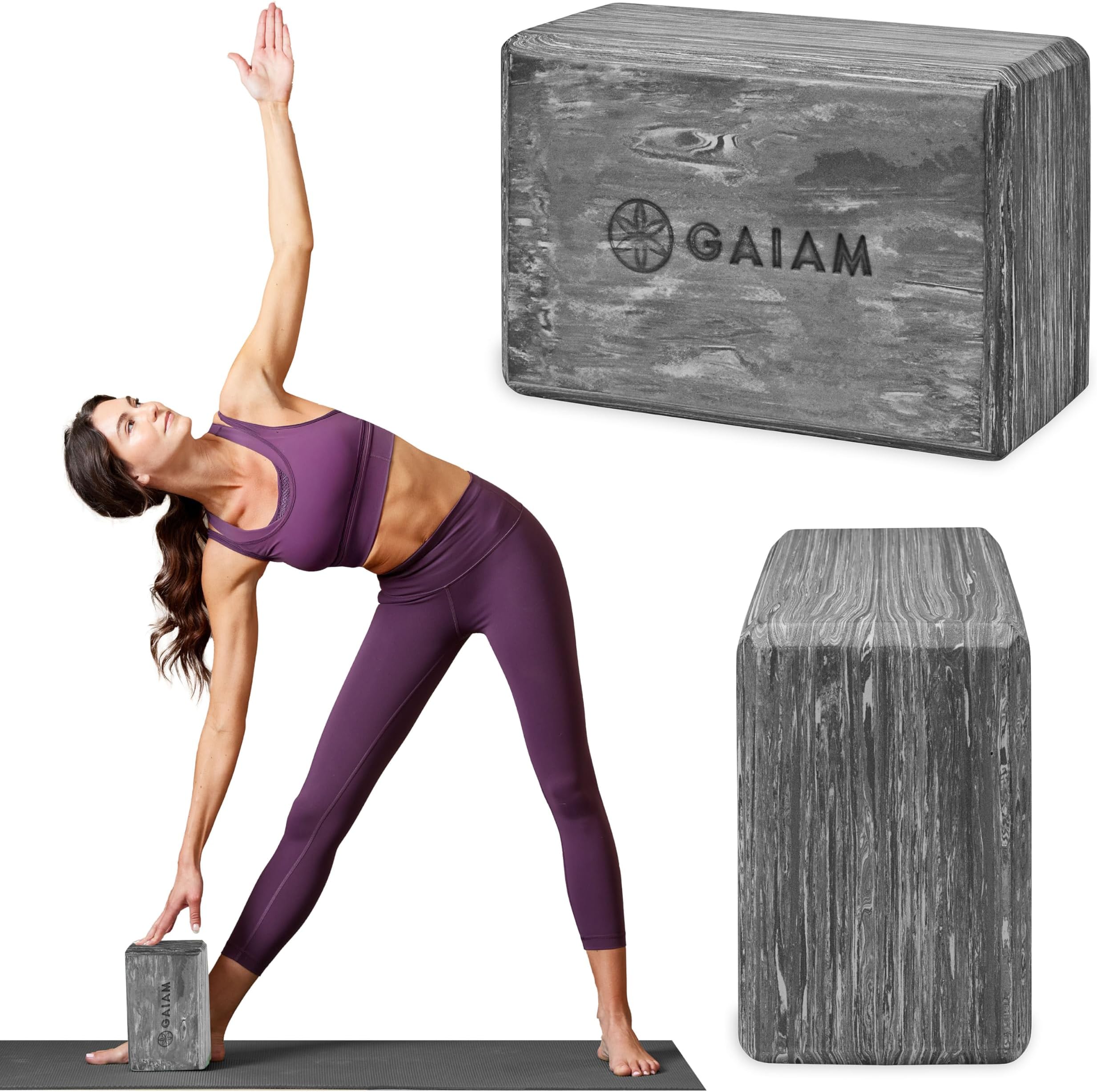 Gaiam Yoga Block - Supportive Latex-Free EVA Foam Soft Non-Slip Surface for Yoga, Pilates, Meditation