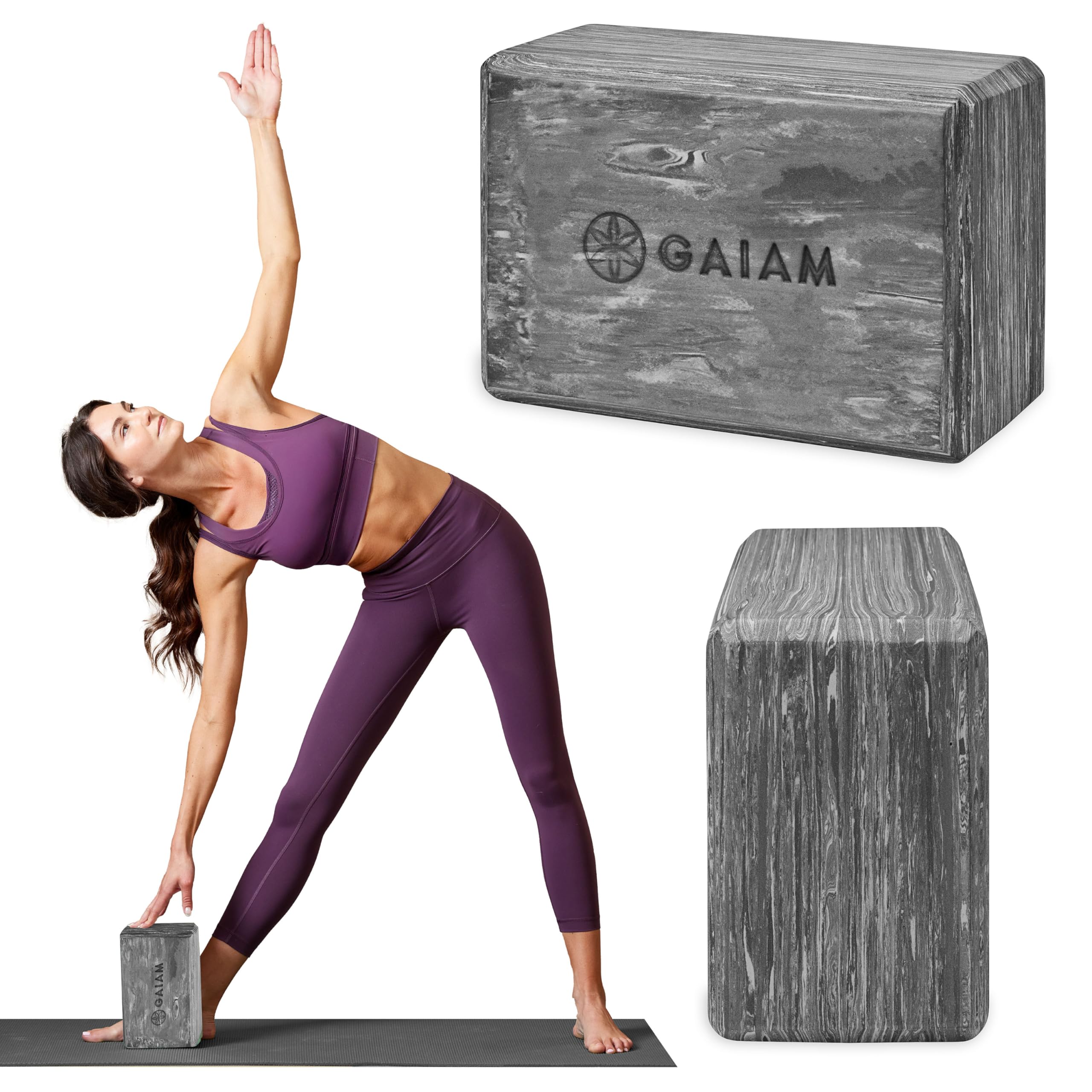 Gaiam Yoga Block - Supportive Latex-Free EVA Foam Soft Non-Slip Surface for Yoga, Pilates, Meditation