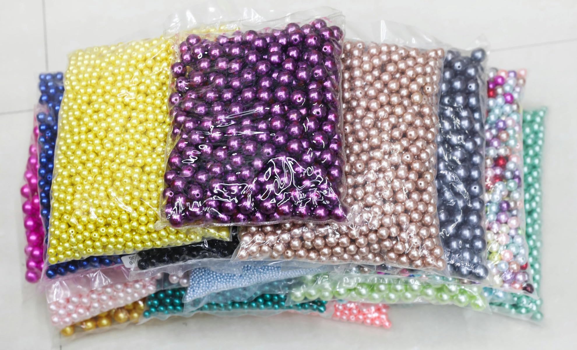 500g 3/4/6/8/10/12MM con agujero Cuentas de perlas de imitación acrílicas Cuentas redondas sueltas para accesorios de fabricación de joyas-Amatista-3mm 500gram