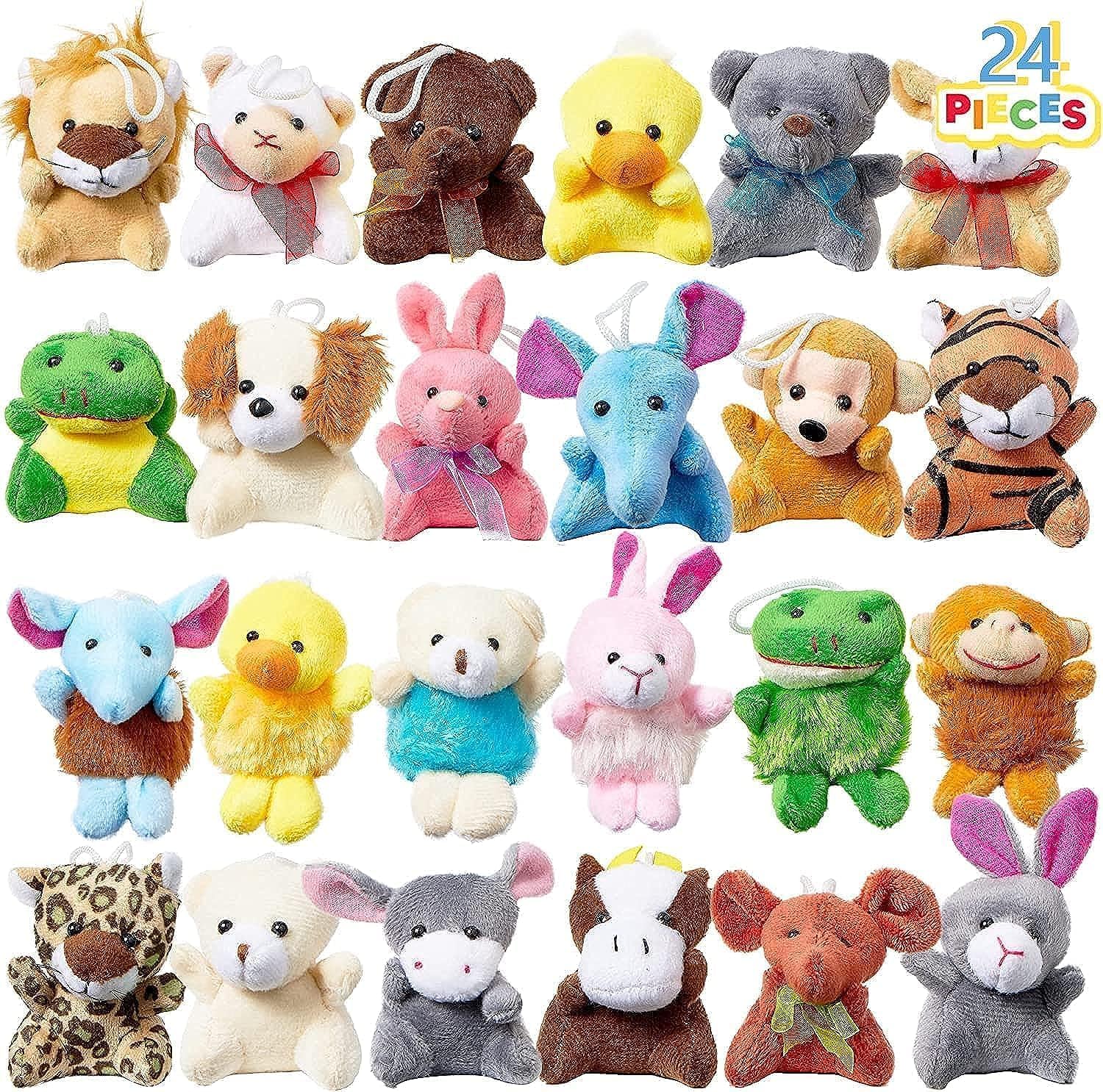 Toy 24 Pack Mini Animal Plush Toy Assortment,Party Favors Goodie Bag Stuffers, Bulk Toys for Classroom Prizes Birthdays Gift Boys and Girls,Filler for Boys Girls Child Kid(Randow Animal)