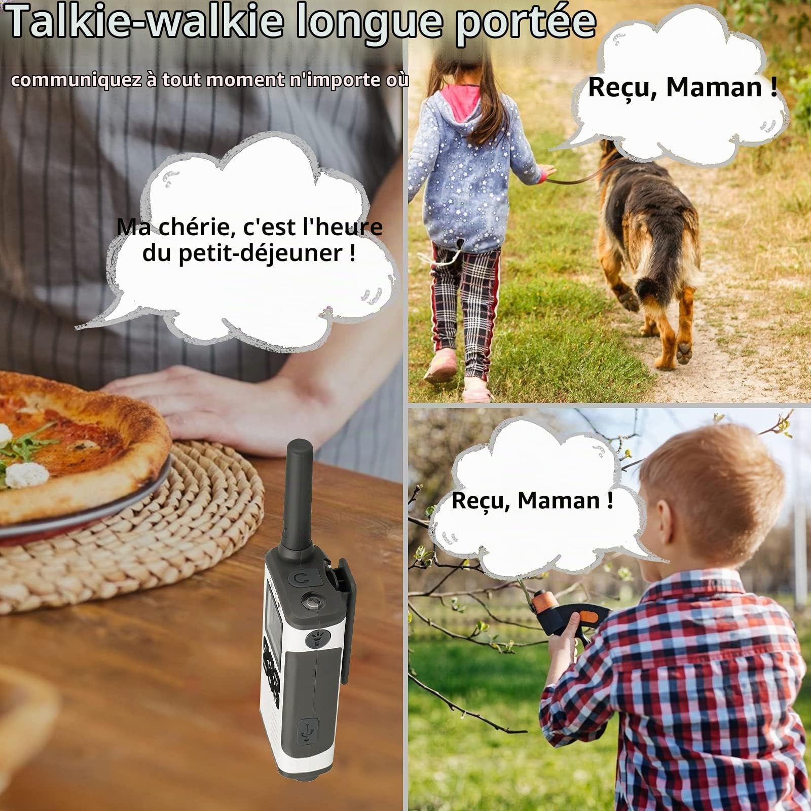 Retevis RT45 Talkie Walkie 4 Pièces, sans Licence Radio pour Ecole Famille