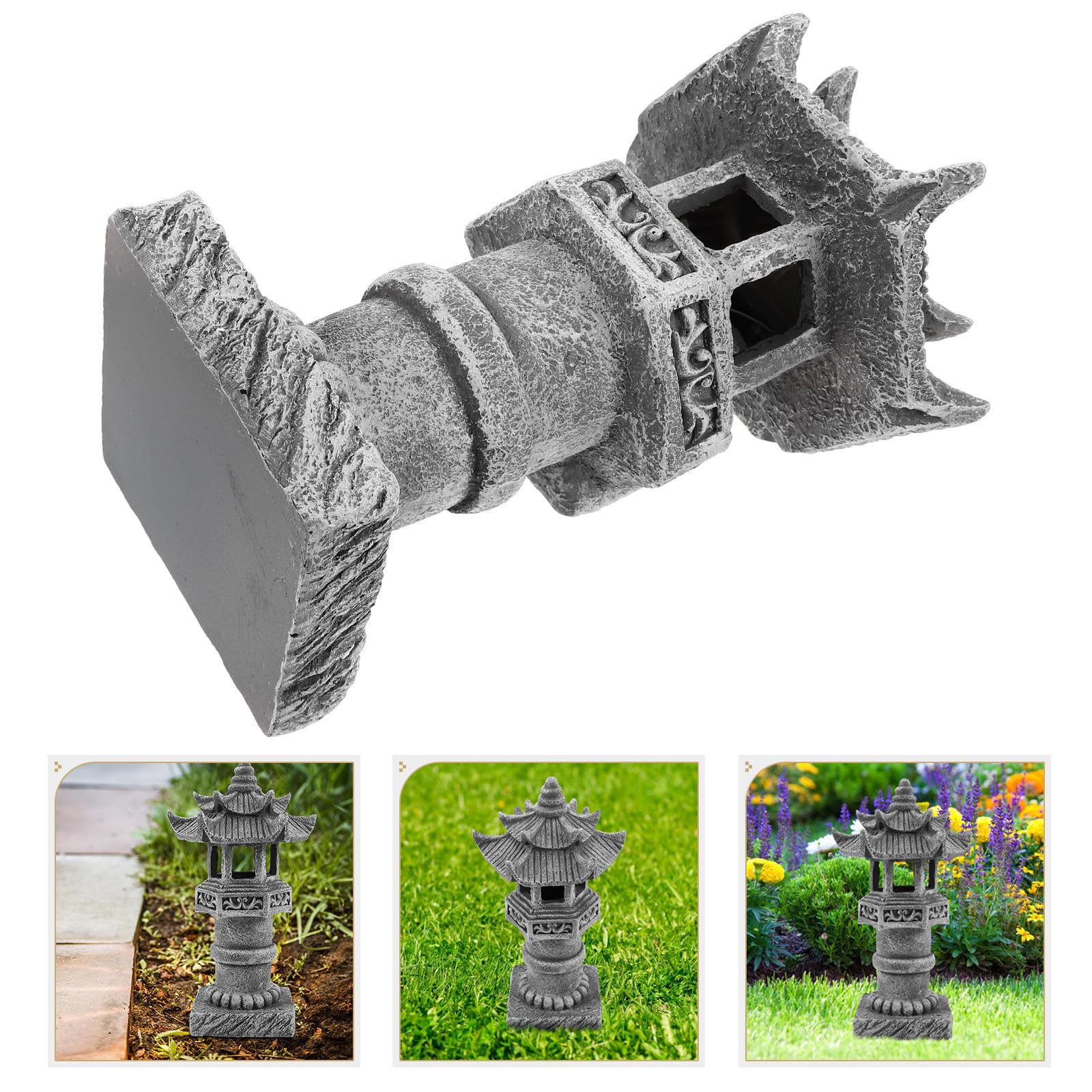 GLEAVI Estatua de Pagoda de Jardín de Resina Resistente al Clima Diseño Elegante para Césped y Patio, Linterna Zen Japonesa para Decoración Exterior