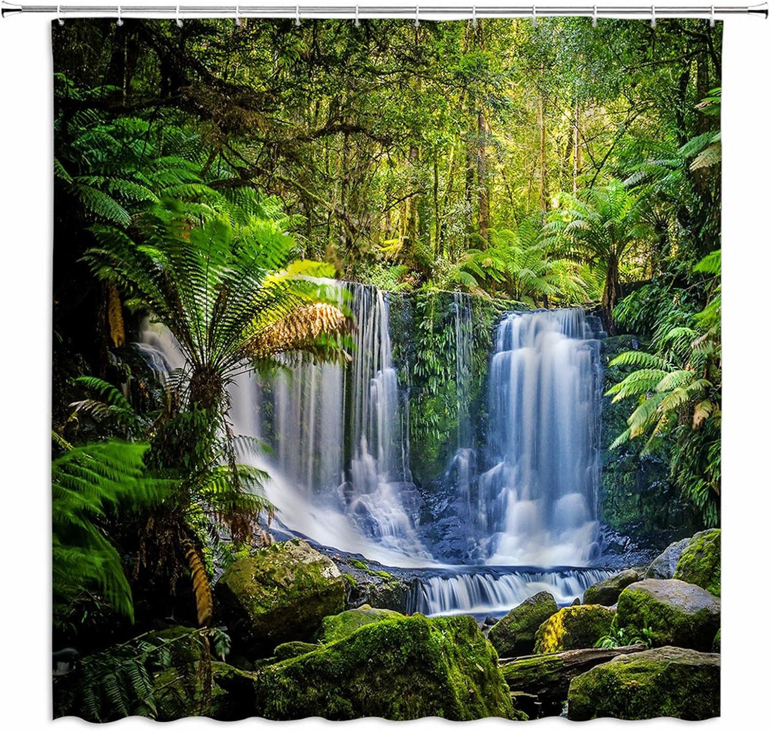 NYDSZNE Forest Waterfall Shower Curtain Green Nature