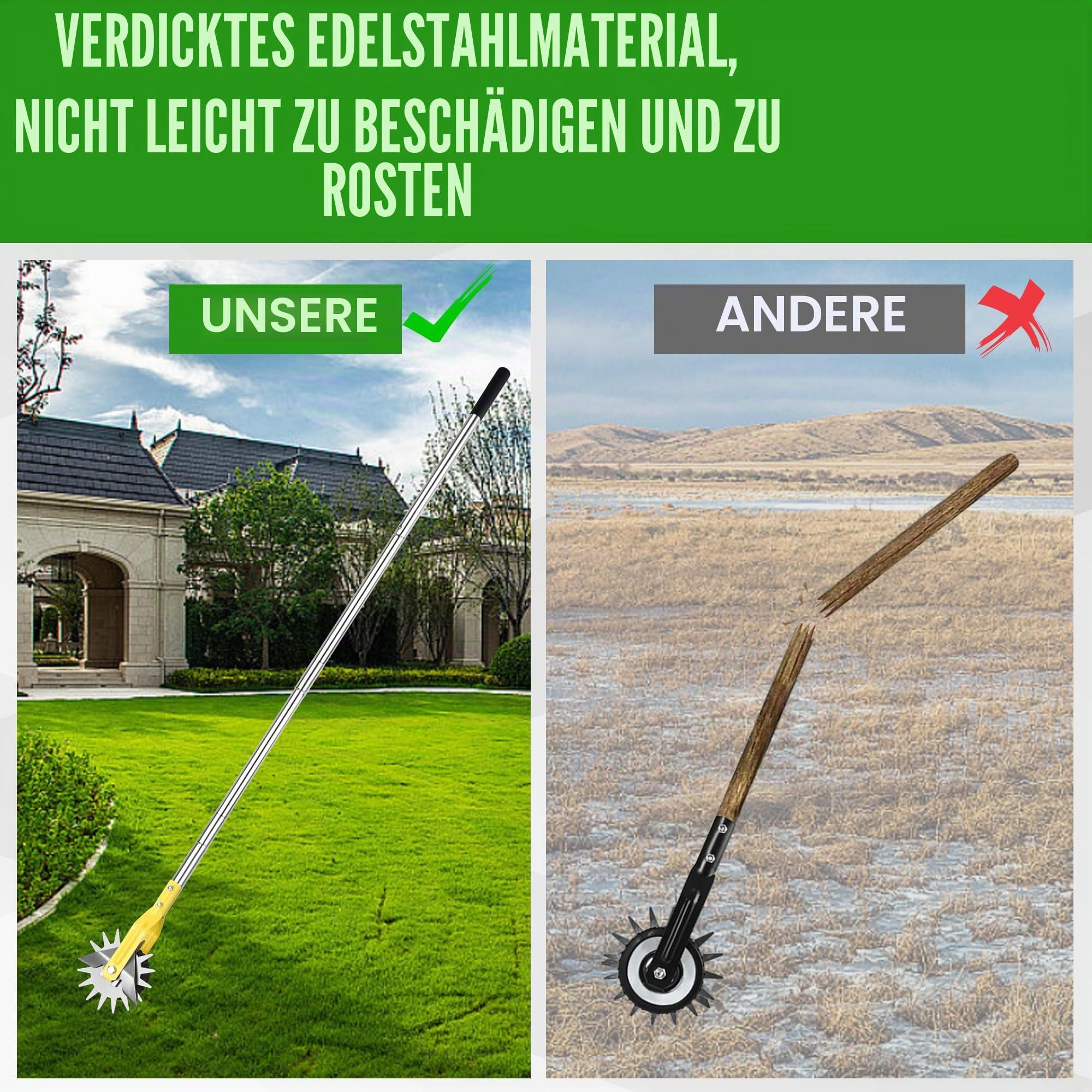 YEELOR Wheel Rotary edg, Gartenedge, Stahl edg, manuelles Gartenrandbearbeitungsgerät für Gehwege, Gärten, Auffahrten und Beete