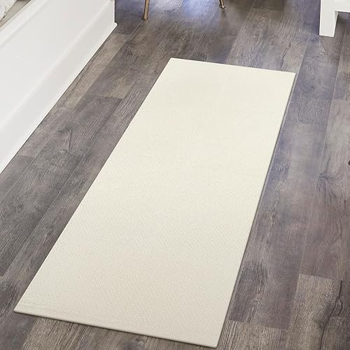 LEEVAN Alfombra de cocina lavable de 2 x 4.3 pies, alfombra bohemia reversible de color blanco, alfombra de pasillo pequeña, alfombra de pasillo