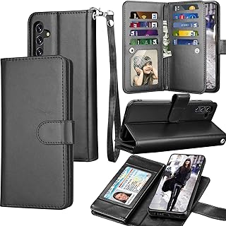 Galaxy A13 5G Case, Galaxy A13 5G Wallet Case, Tekcoo Luxury PU Leather Cash Credit Card Slots Holder Carrying Folio Flip Cover [Detachable Magnetic Hard Case] Kickstand for Samsung A13 5G [Black]