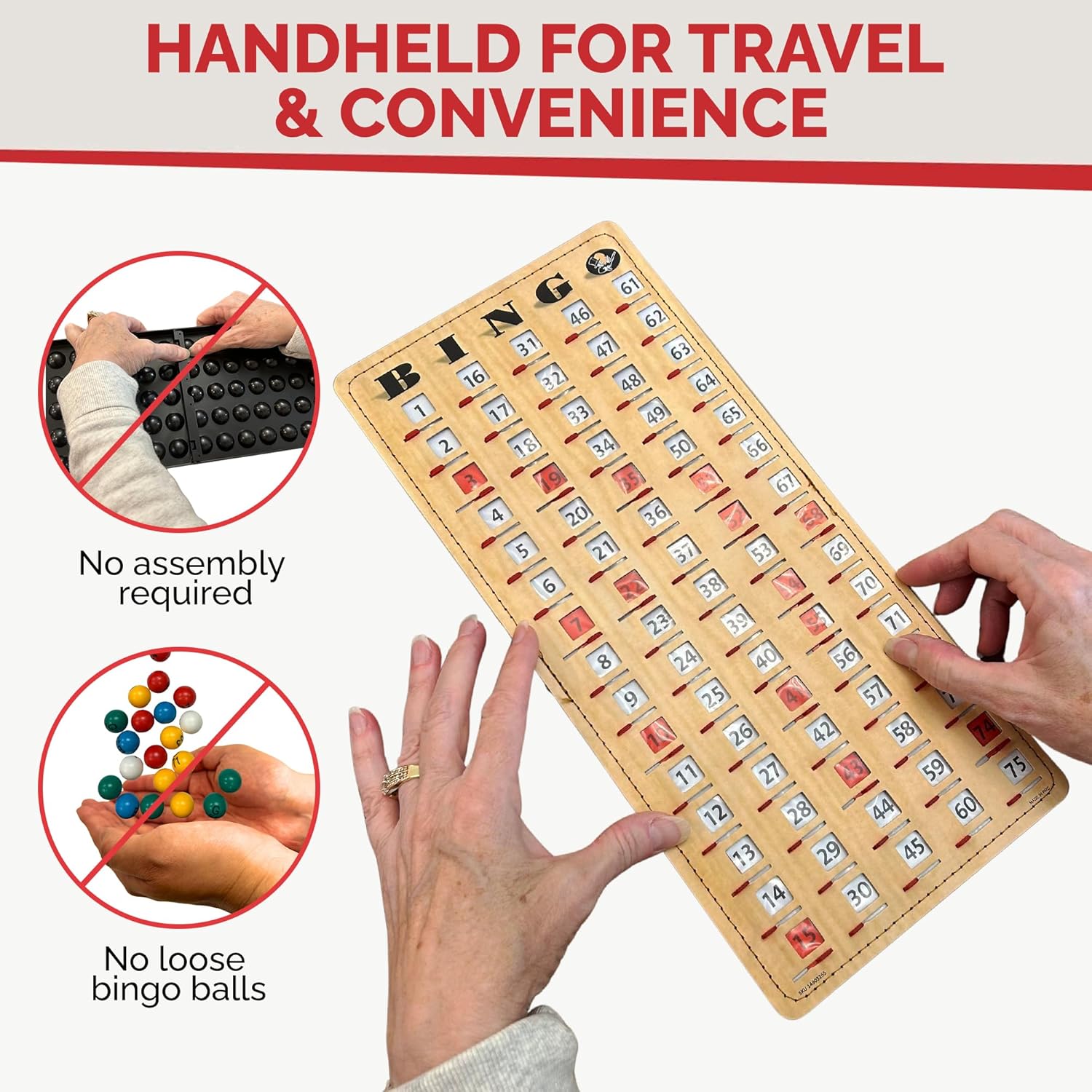 MR CHIPS Quick Clear 100 Jam Proof Bingo Cards with Sliding Windows and Master Board