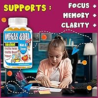 Vista 2 de Gomitas Omega 3 para niños con DHA y EPA - Suplemento Omega 3 para niños y adolescentes, apoya la concentración y la memoria cerebral, salud ocular