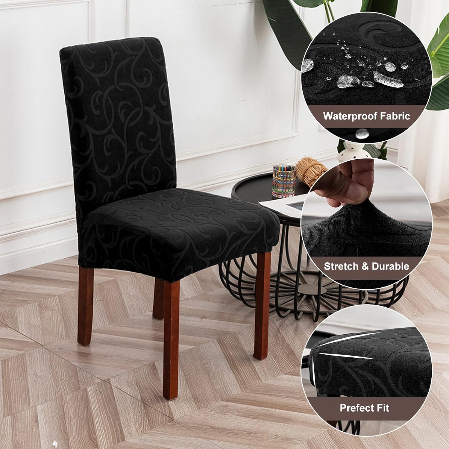 Waterproof Dining Room Chair Covers, Stretch Parsons Chair Slipcovers image 4