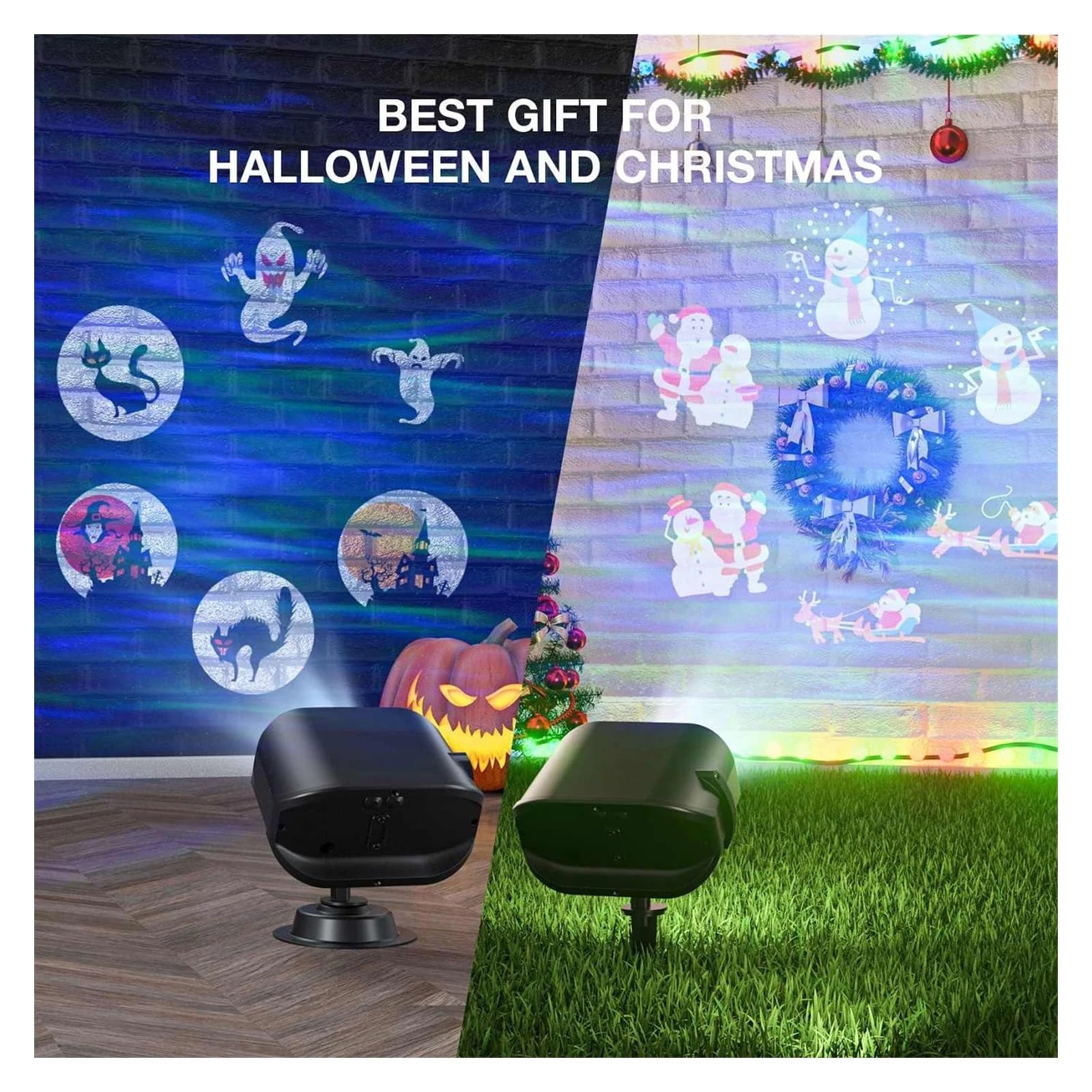 Projecteur de noël et d'halloween, lumières d'extérieur, 42 motifs, étanche, Double projecteur, lumières de jardin, décoration de noël