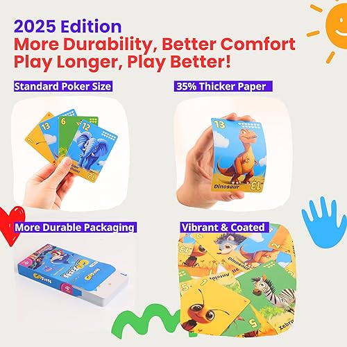 Miniatura 3 de Paquete mejorado de juegos de cartas para niños, 6 cubiertas, Go Fish, Old Maid, Crazy Eights, Memory Match, Slap Jack, War, Jugar a las cartas,