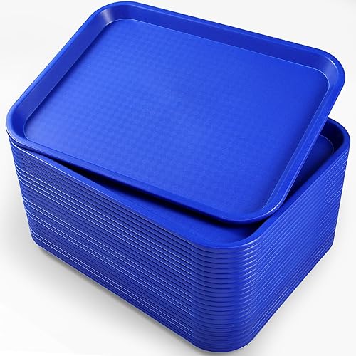 Mifoci 24 bandejas de comida rápida a granel, bandejas de plástico para servir de 14 x 11 pulgadas, bandejas rectangulares para restaurantes y