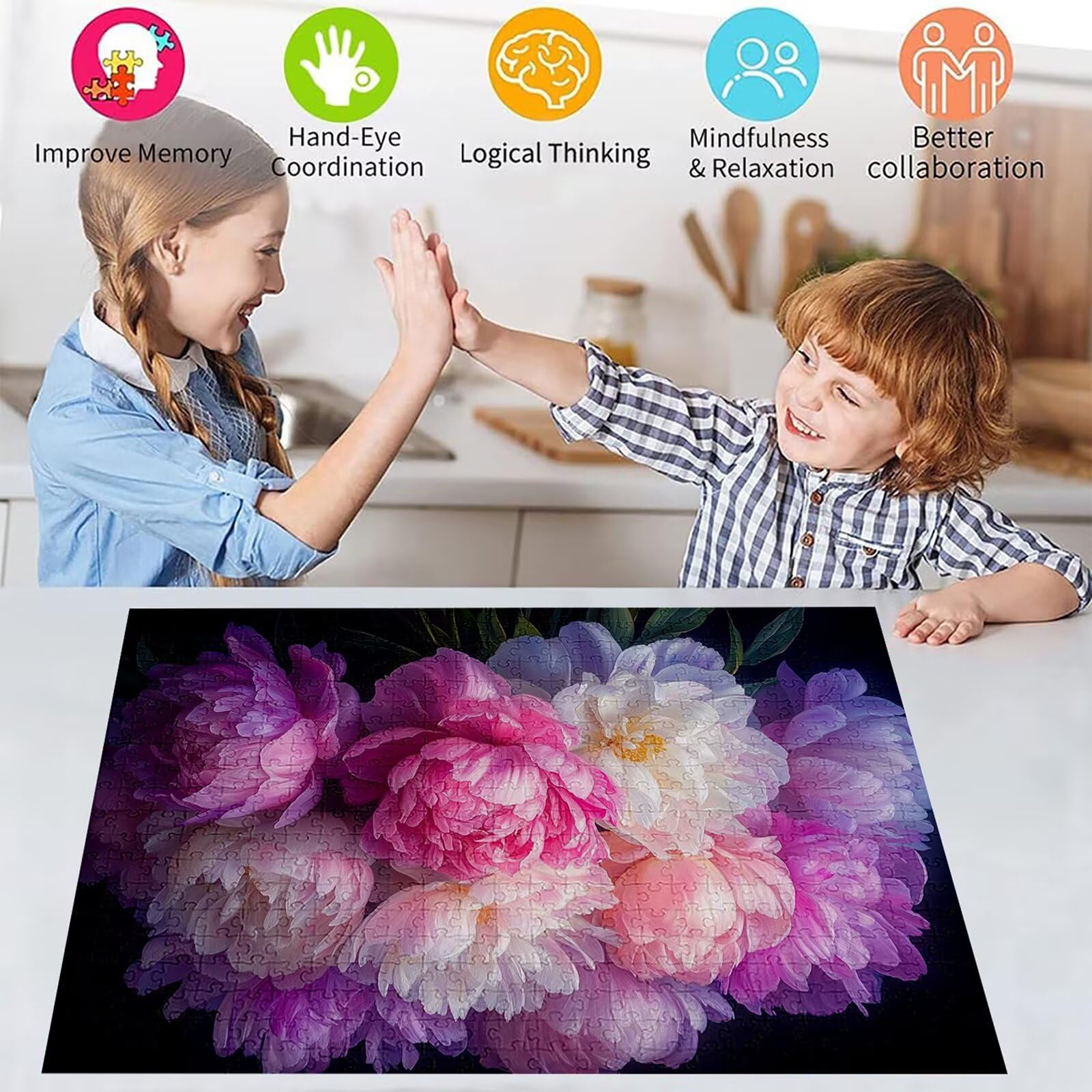 Puzzle 3000 elementów piwonia puzzle dla dorosłych kwiat 122 x 81 cm unikalne rzemiosło klasyczne 3D drewniana układanka do rodzinnych gier aktywnych, układanka zrób to sam do dekoracji ścian domu