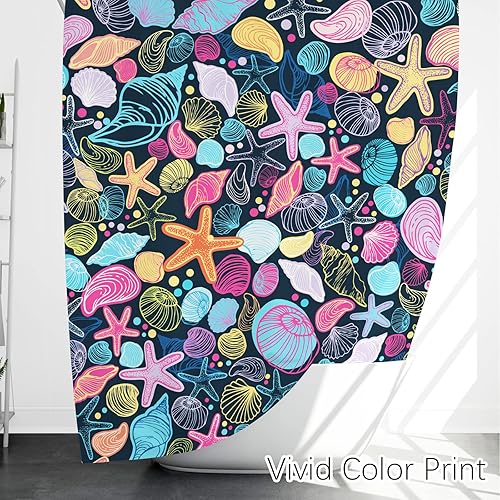 Miniatura 4 de Berkin Arts Juego de cortina de ducha de baño con diseño de paisaje marino, 70 x 70 pulgadas, impermeable, decoración de poliéster con ganchos,