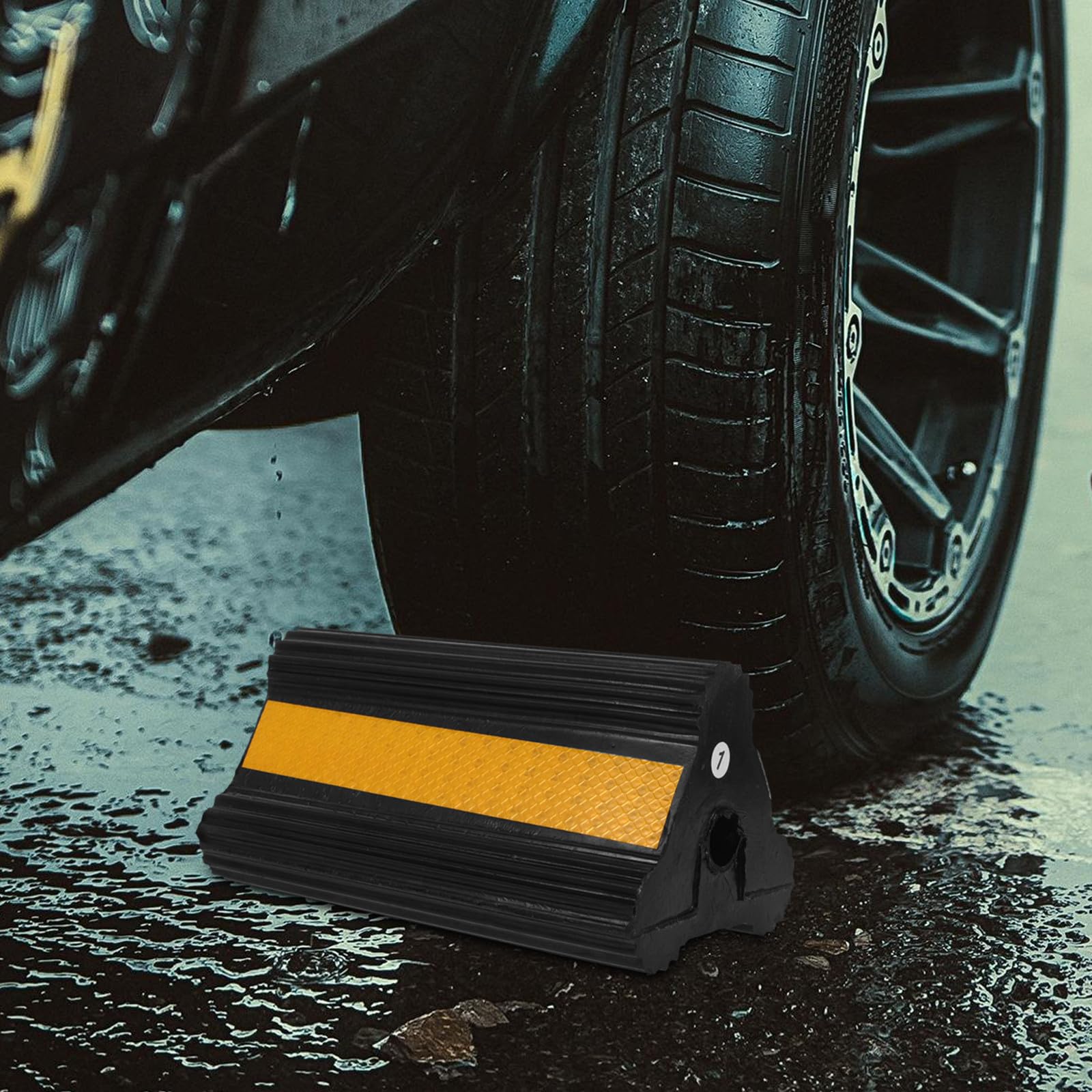 Garneck Calzos Protección Coche Antideslizantes Cinta Reflectante con Goma Tope Ligero Resistente Antirrodadura de Rueda y para Vehículos y Remolques