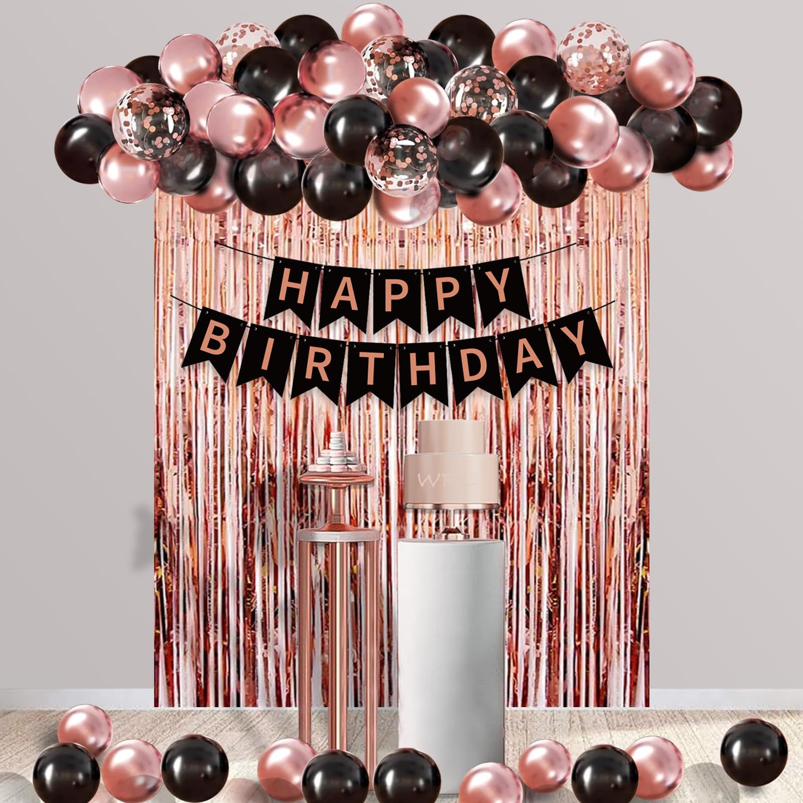 Geburtstagsdeko Rosegold Schwarz für Frauen