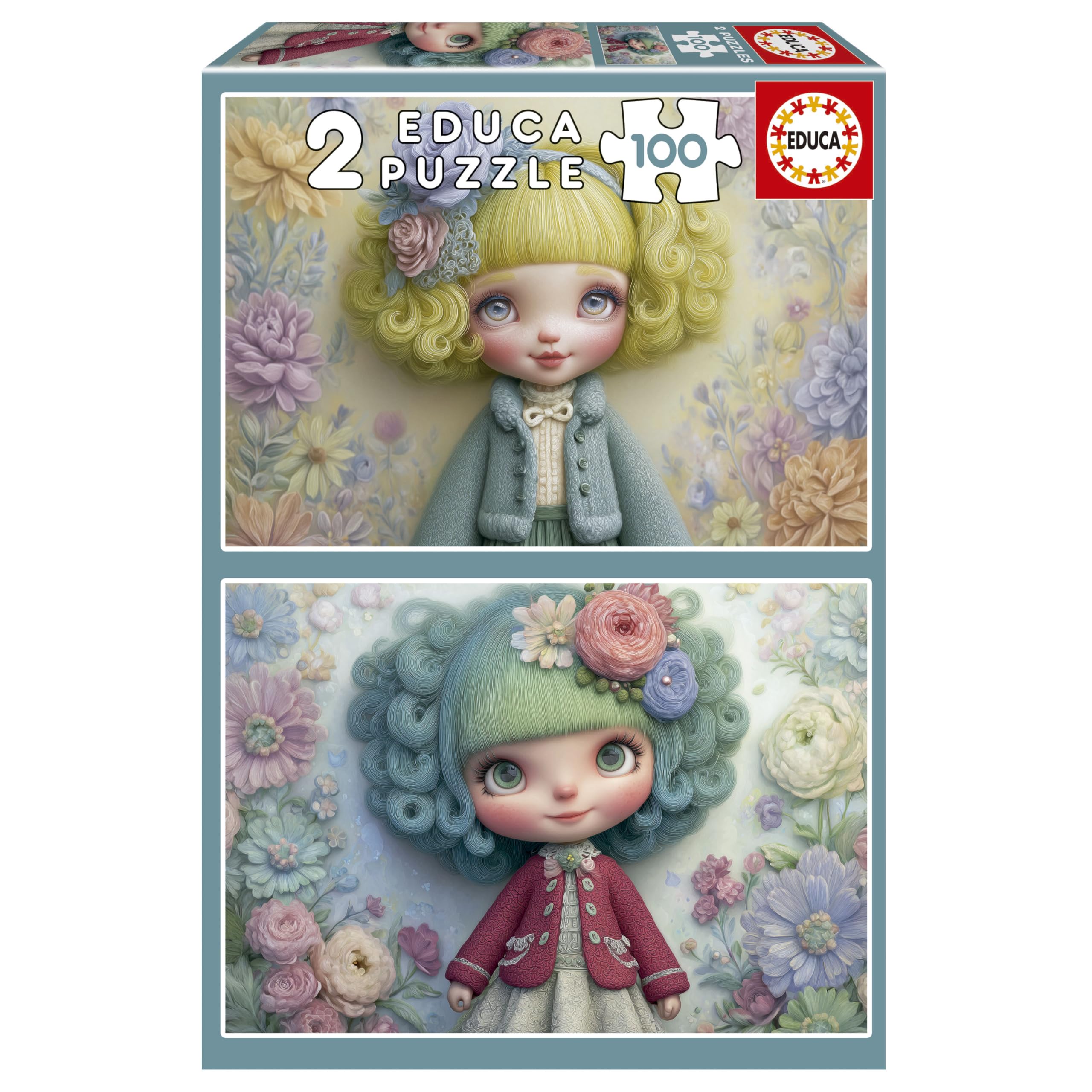 Educa - 2x100 Flower Girls Puzzles with Adorable Designs | Double Adventure | Educational Learning Toy | Ages 6+ (20499)
