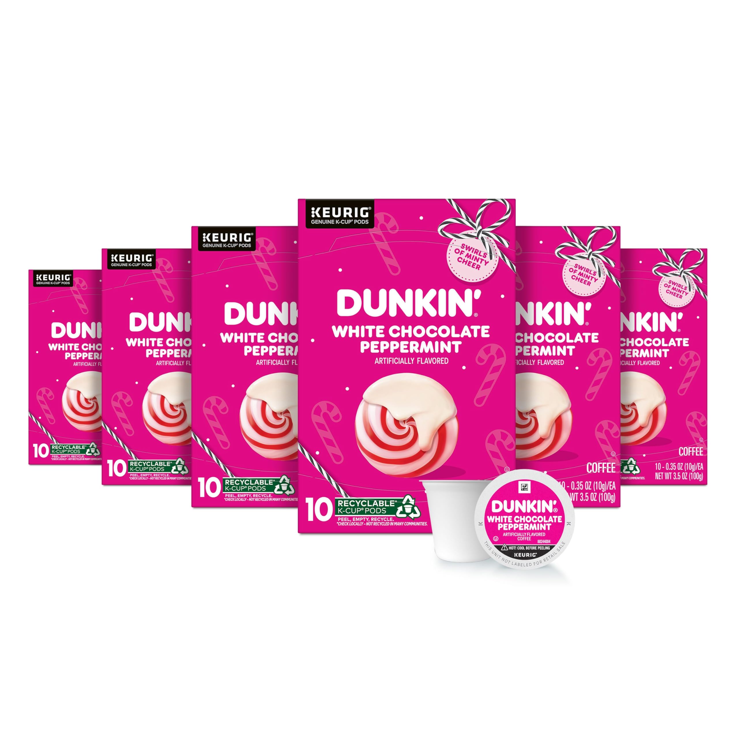Dunkin' Café con sabor artificial a menta y chocolate blanco, 60 cápsulas | Cápsulas Keurig K-Cup auténticas, sabor a café festivo de edición limitada
