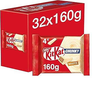 Chunky White Chocolate Bar Multipacks, 32 Pack of 4 x 40 g, (Total 128 Bars)