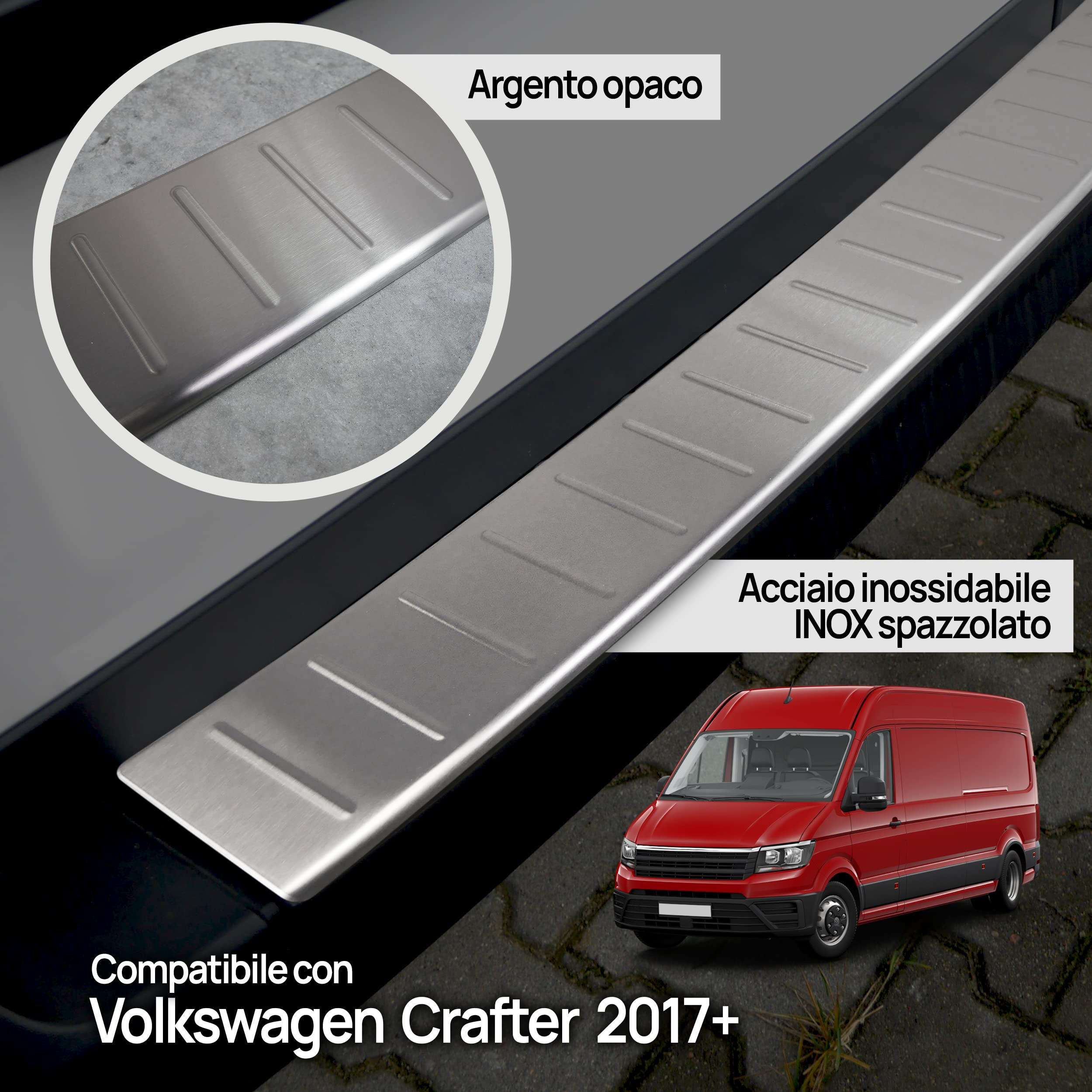 Chromemaster | Protezione paraurti Posteriore | Compatibile con Renault Trafic 2001-2014 | Alluminio ondulato, colore argento | Protezione paraurti protegge la vernice del paraurti dai graffi