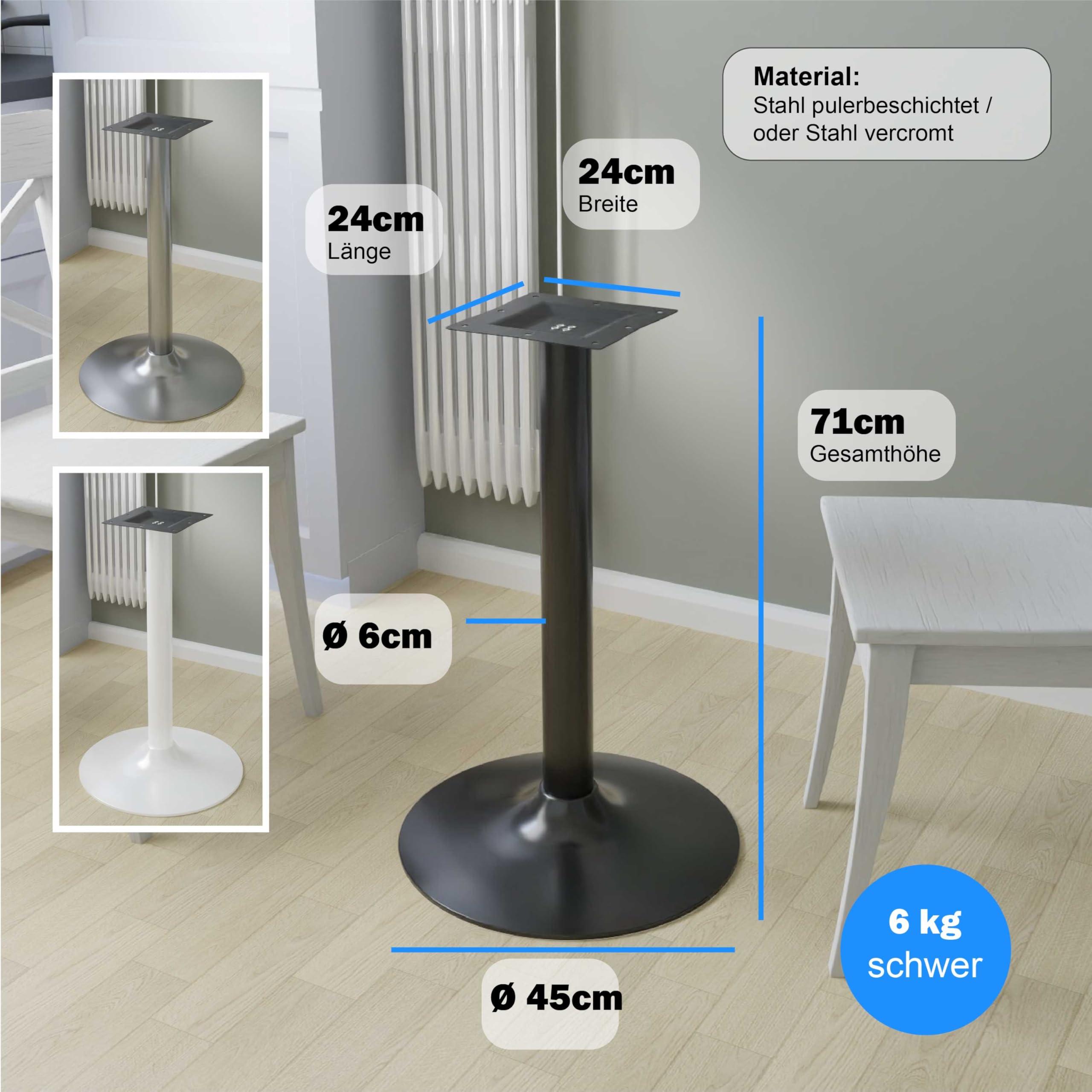 ONPIRA Tischgestell Weiß Modell Gastro mit runder Bodenplatte (Ø 45cm)