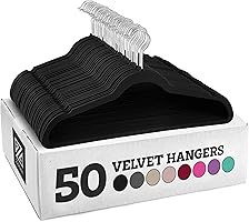 Zober Velvet Hangers 50 Pack - Black Hangers for Coats, Pants & Dress Clothes - Non Slip Clothes Hanger Set w/ 360...
