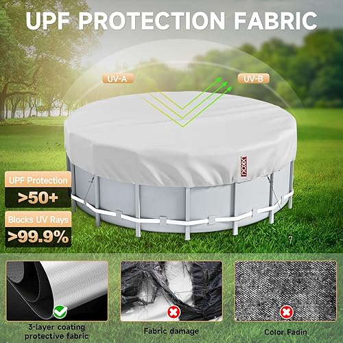 Miniatura 4 de Cubierta redonda para piscina, cubiertas solares para piscinas sobre el suelo, protector de piscina interior con diseño de cordón que aumenta la