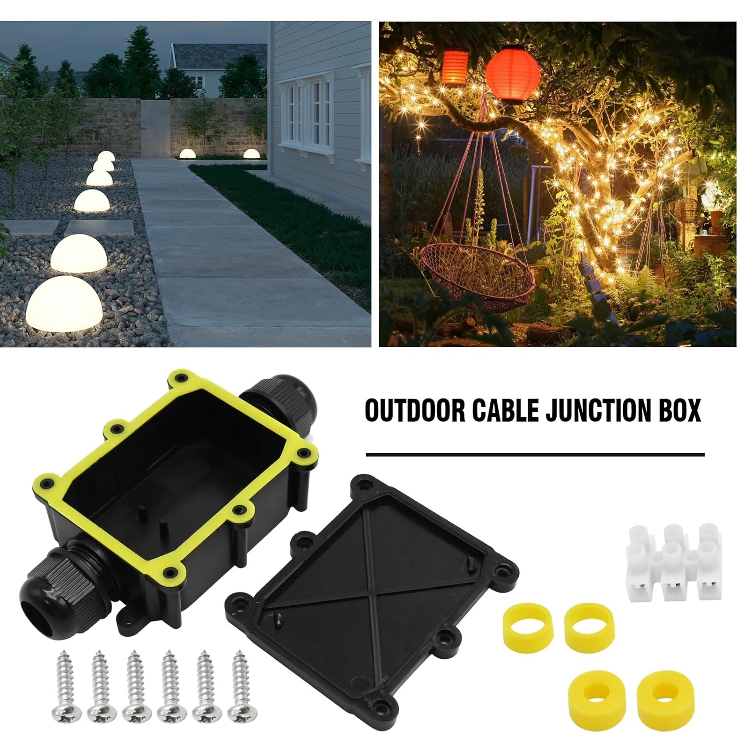 2 Way Waterproof Electrical Box IP68 Cable Junction Box Outdoor 2Way Plug Line M20 Coaxial Cable Connector Wire Range 4 to 15mm Electrical External Power Cord Junction Boxes