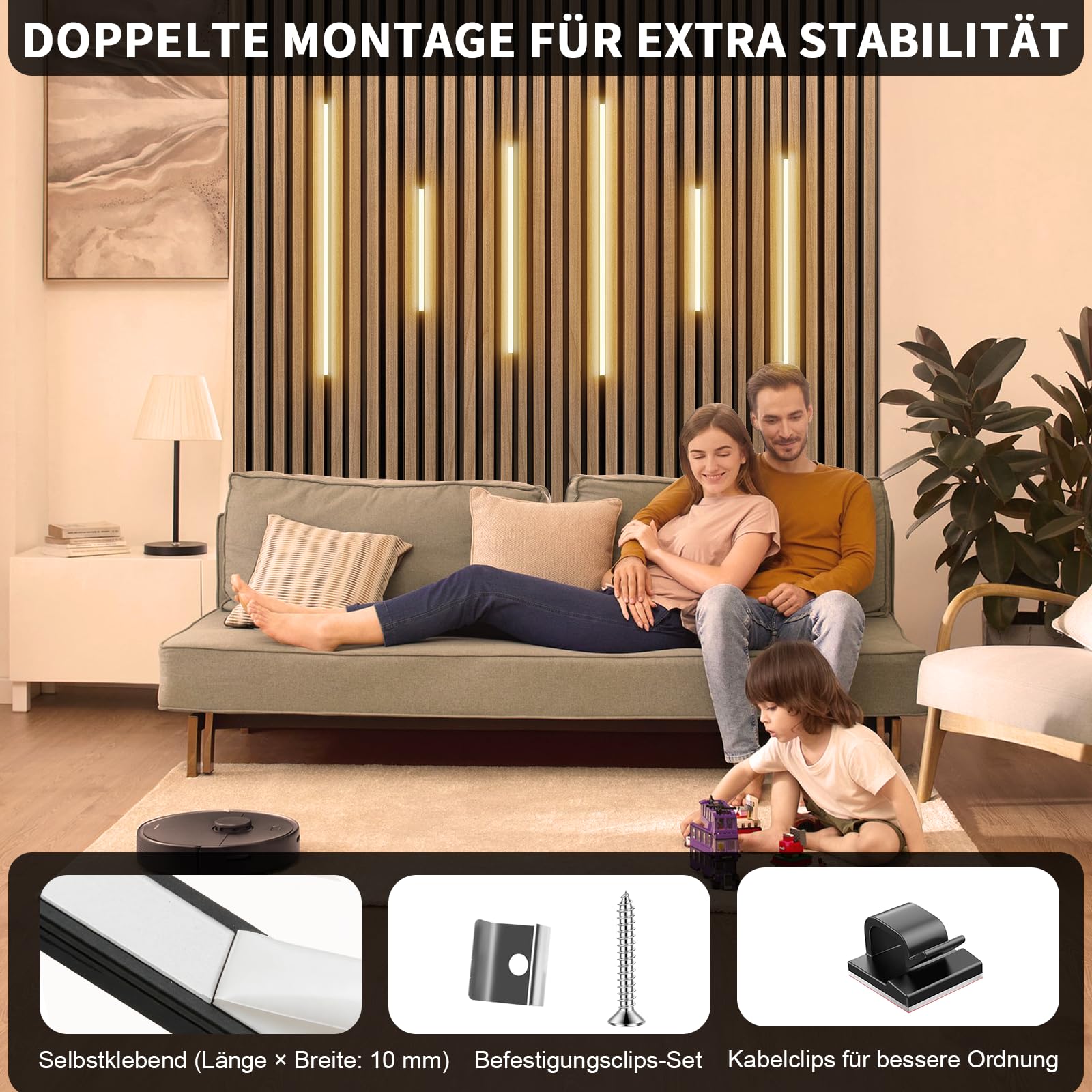 LED Pannelli Fonoassorbenti, 6 Pezzi 2700K-6500K Bianco Caldo a Freddo, Striscia LED Dimmerabile Compatibile Alexa, Autoadesiva con Controllo APP e Telecomando per Pannelli Acustici (40*2+60*2+90*2cm)