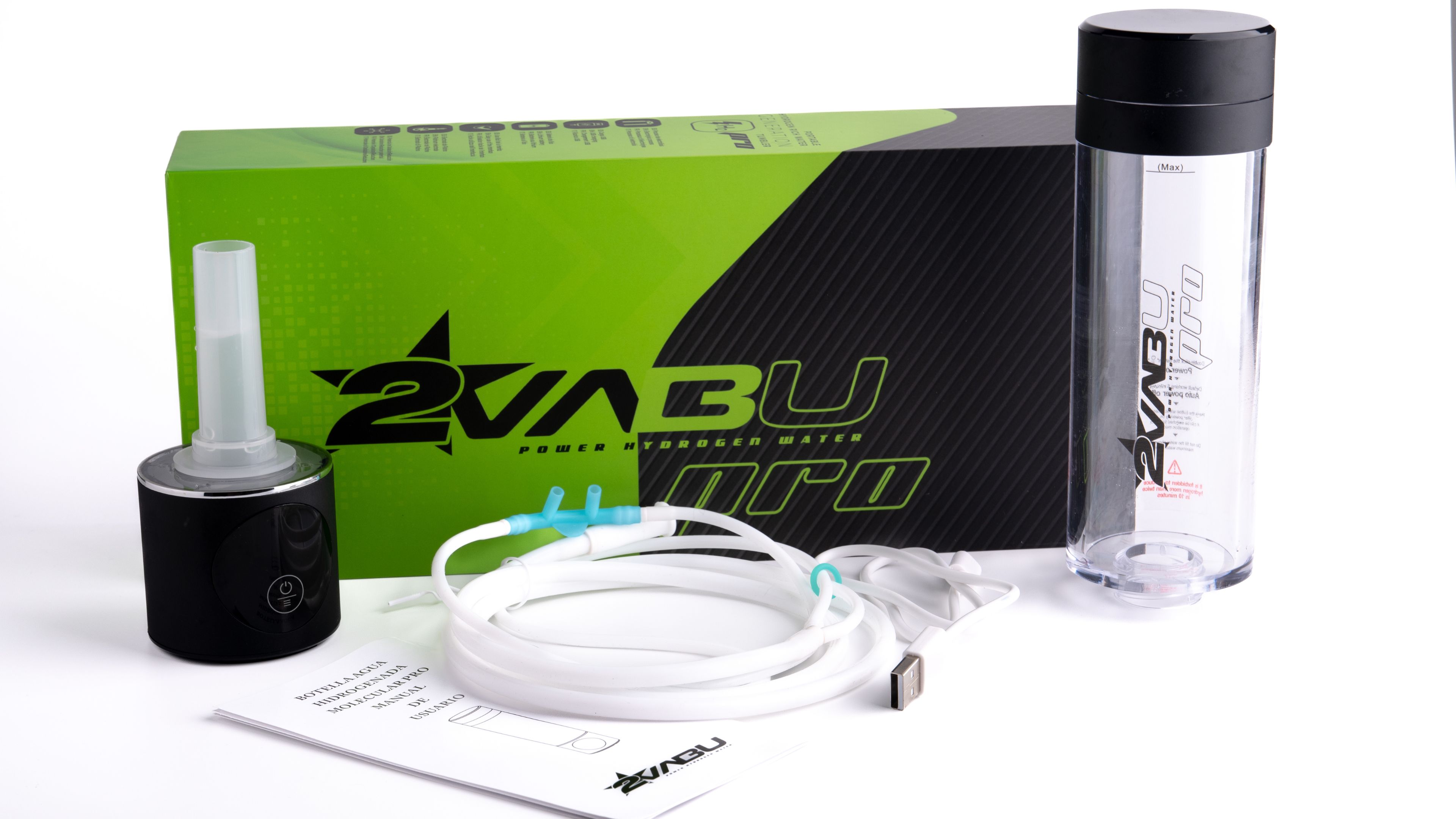 Bouteille Eau Hydrogénée 2VABU Molecular Pro - Technologie SPE/PEM - 3000 PPB - Portable Bureau/Sport
