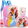 Disney Princess Backpack and Lunch Box Set - Bundle with 15 School Bag, Lunch Bag, Water Bottle, Stickers, More | Disney Princess Backpack with Lunchbox for Girls, Kids
